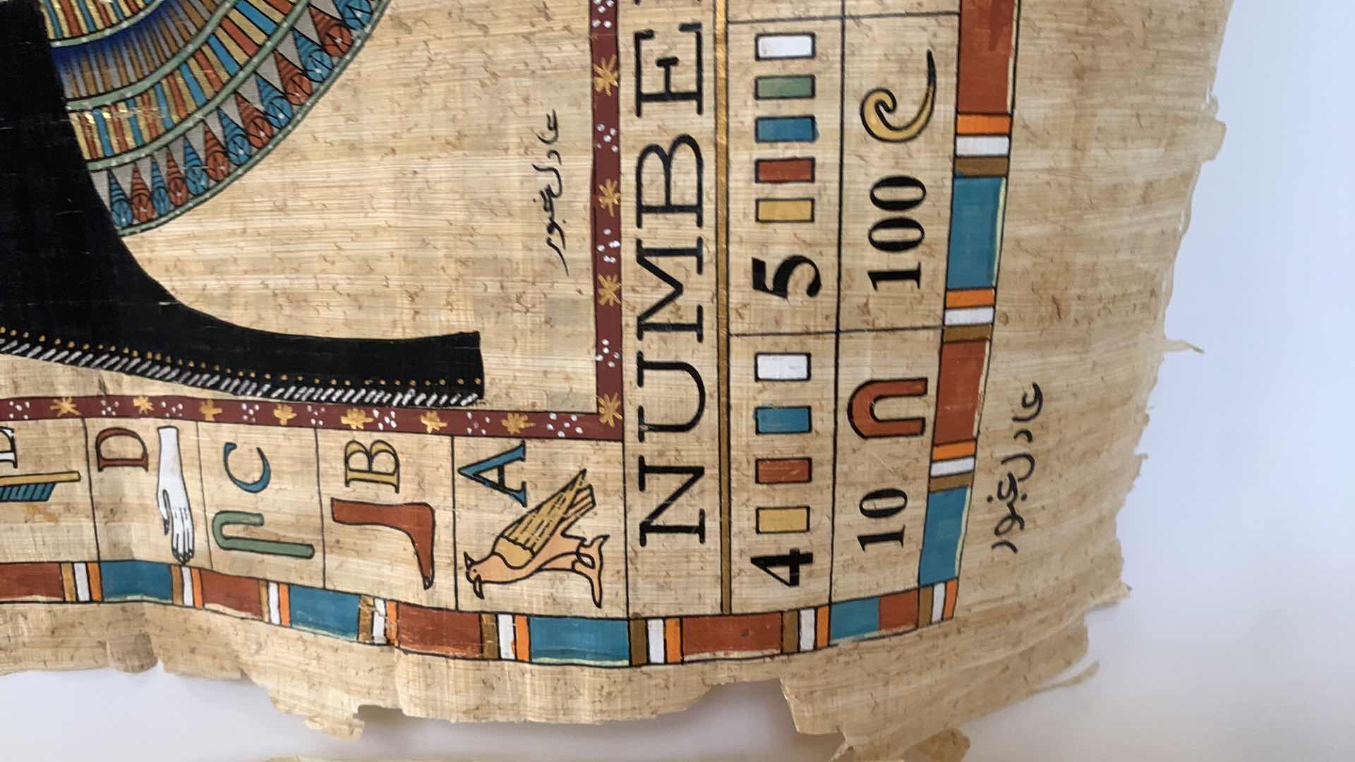 Photo 5 of ARTWORK, 2 HANDPAINTED  SIGNED EGYPTIAN PAPYRUS 16” x 25”