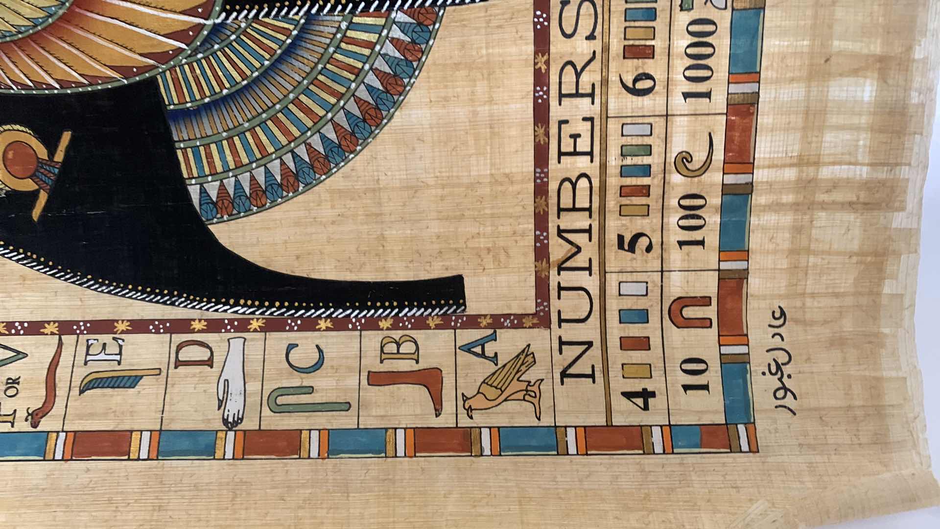 Photo 1 of ARTWORK, 2 HANDPAINTED  SIGNED EGYPTIAN PAPYRUS 16” x 25”