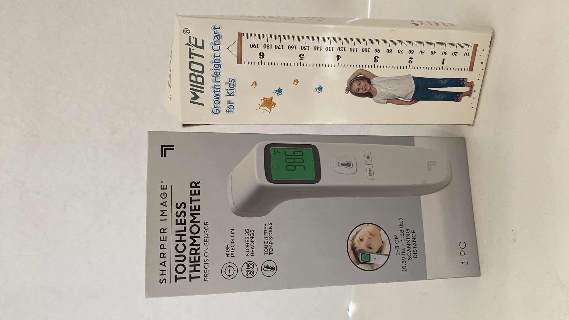 Photo 1 of SHARPER IMAGE TOUCHLESS THERMOMETER $119 AND MIBOTE GROWTH HEIGHT CHART FOR KIDS