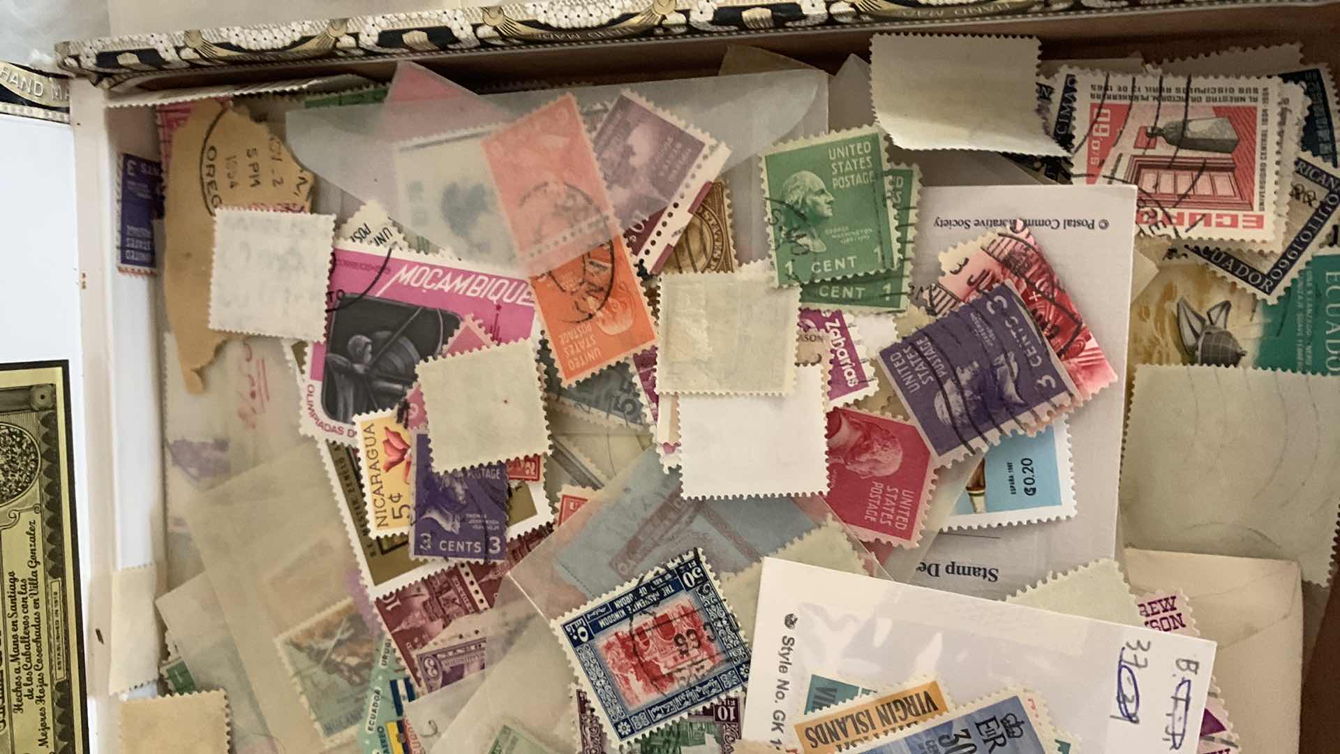 Photo 1 of STAMP COLLECTION IN CIGAR BOX