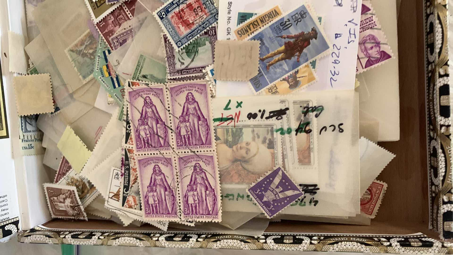 Photo 1 of STAMP COLLECTION IN CIGAR BOX