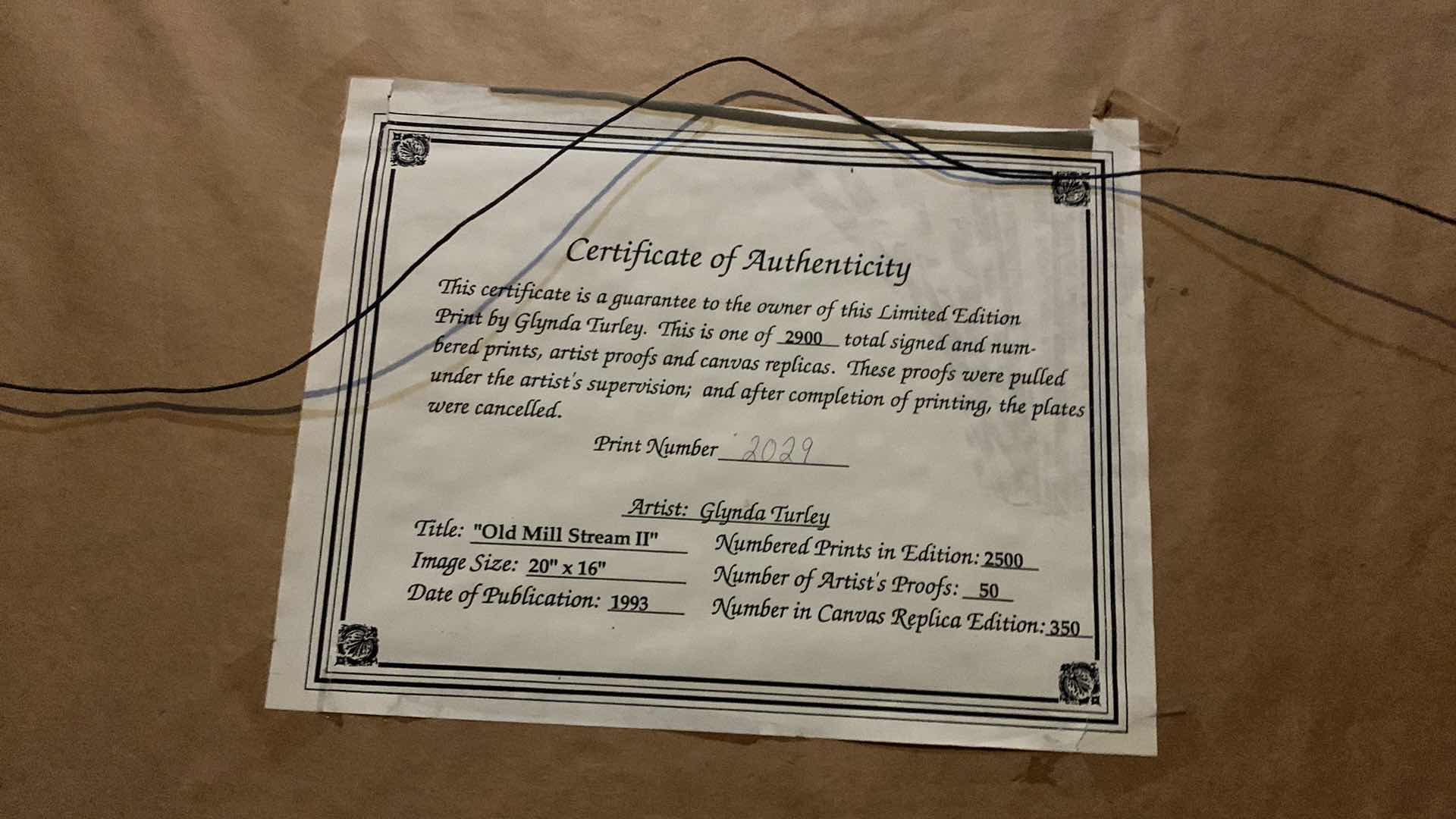 Photo 5 of ARTWORK, LIMITED EDITION WITH COA NUMBERED AND SIGNED OLD MILL STREAM II IMAGE SIZE 20” x 16”