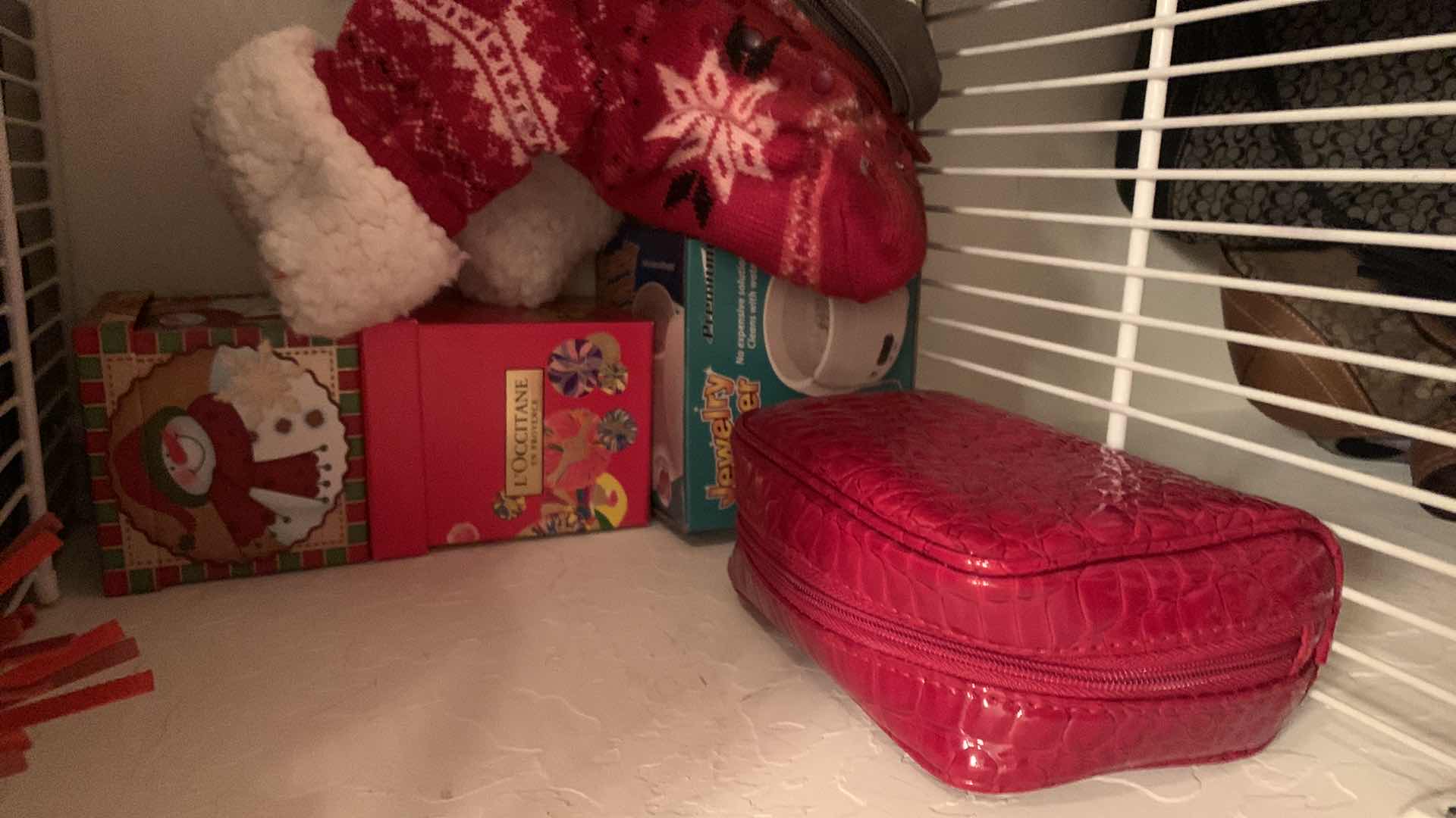 Photo 1 of SHELF FULL OF MISC WOMENS ITEMS, BAGS SCARVES BELTS AND MORE