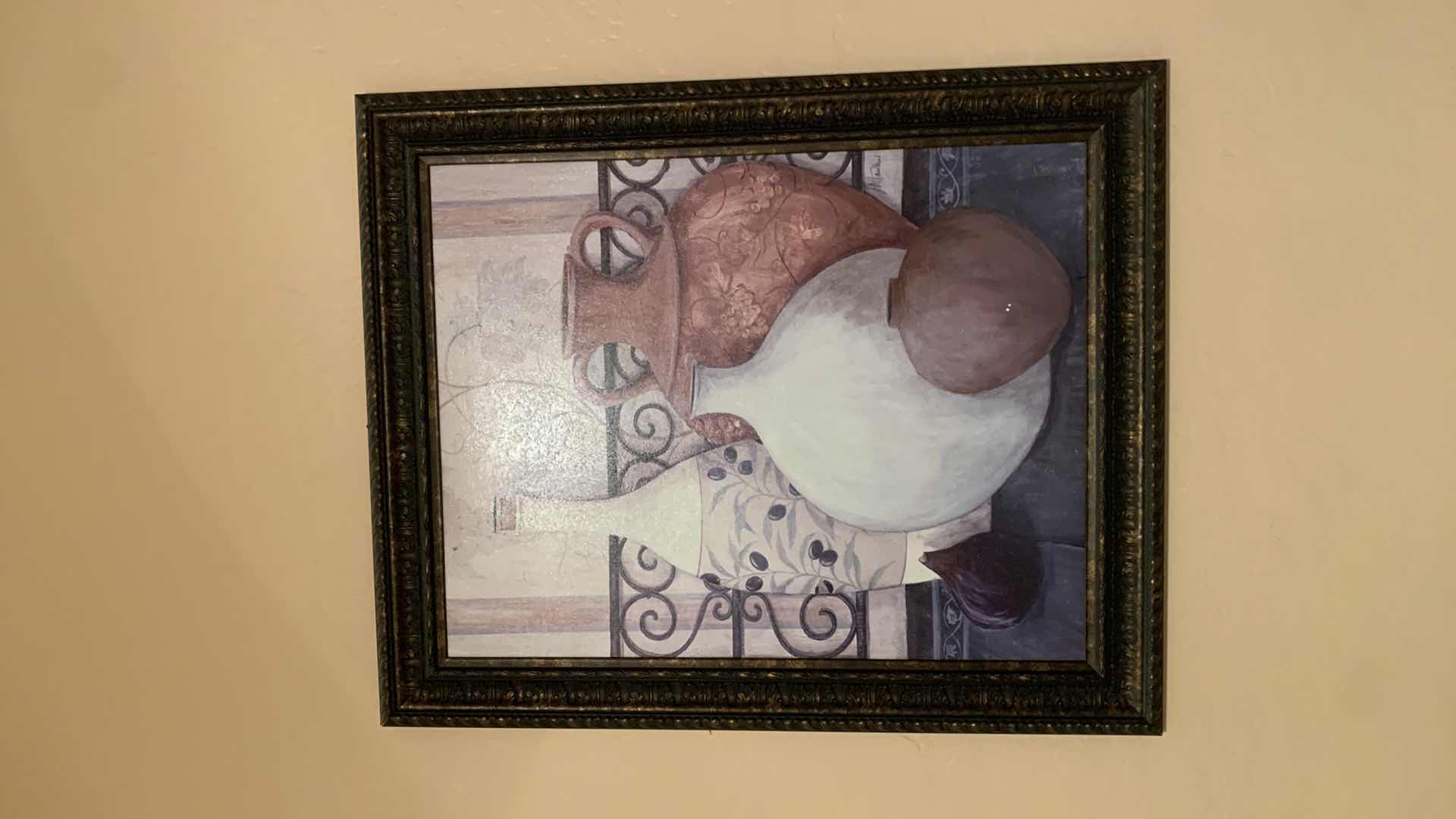 Photo 1 of ARTWORK  FRAMEFD EARTH TONE POTTERY  SIGNED 28” x 34”