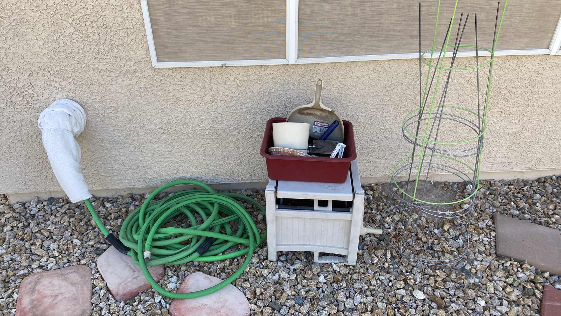 Photo 1 of ASSORTED GARDENING ITEMS HOSE TOOLS REEL