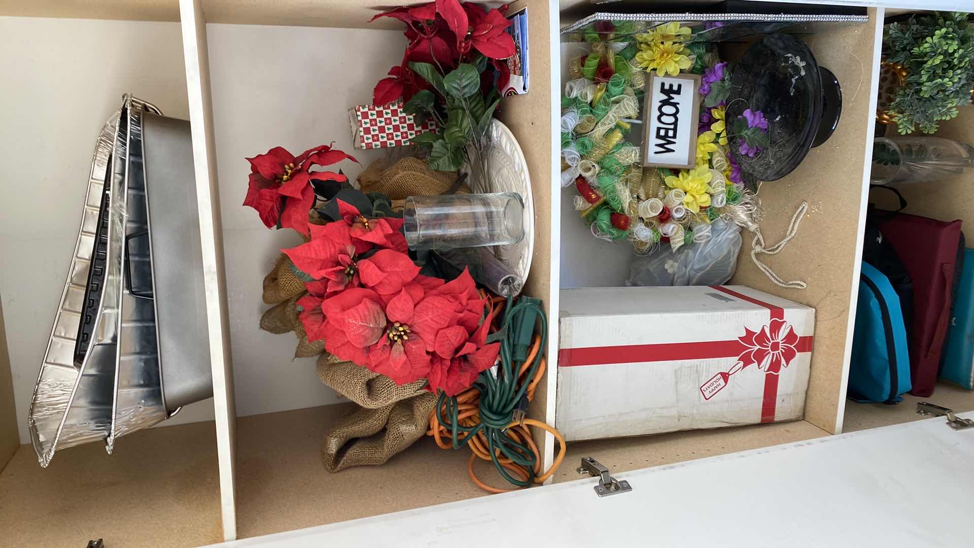 Photo 1 of CONTENTS OF GARAGE CABINET PANS CHRISTMAS HOME DECOR AND SEAT MATS