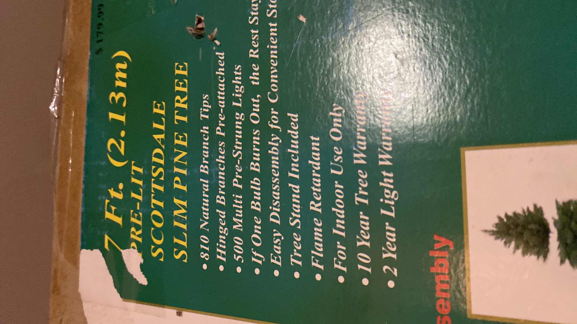 Photo 1 of 7’ PRELIT SCOTTSDALE PINE SLIM TREE MULTI COLOR LIGHTS