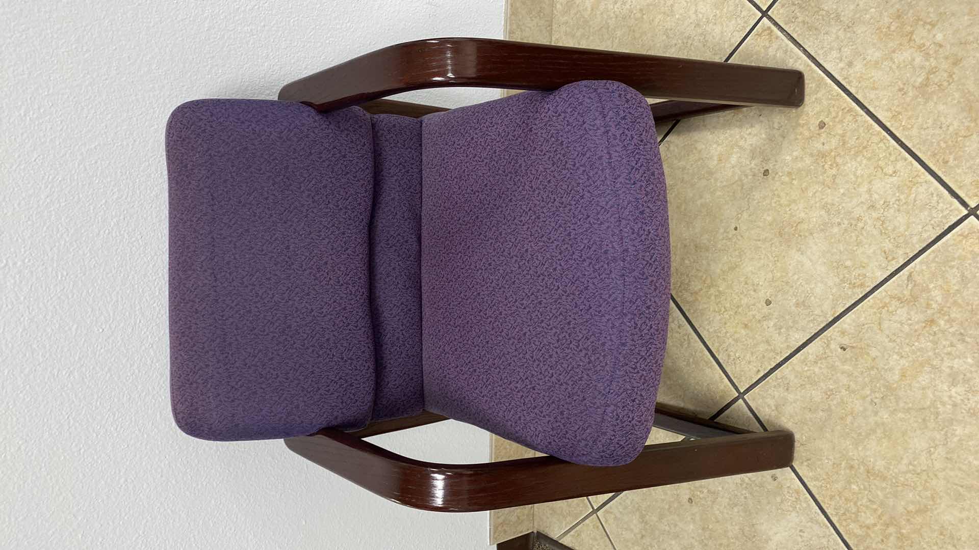 Photo 1 of HON PLUM BLUE AND MAHOGONY OFFICE CHAIR