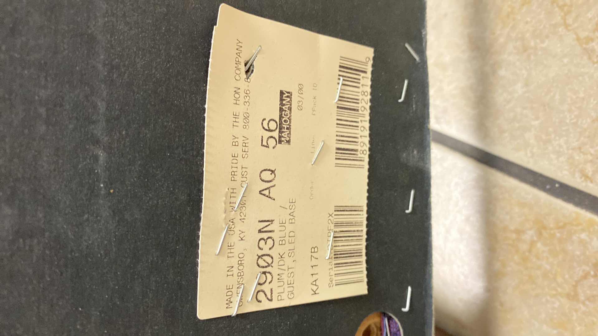 Photo 1 of HON PLUM BLUE AND MAHOGONY OFFICE CHAIR