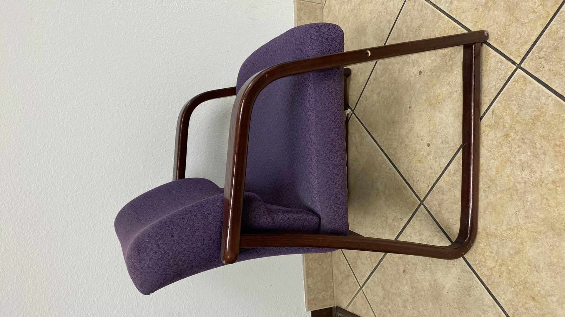 Photo 1 of HON PLUM BLUE AND MAHOGONY OFFICE CHAIR