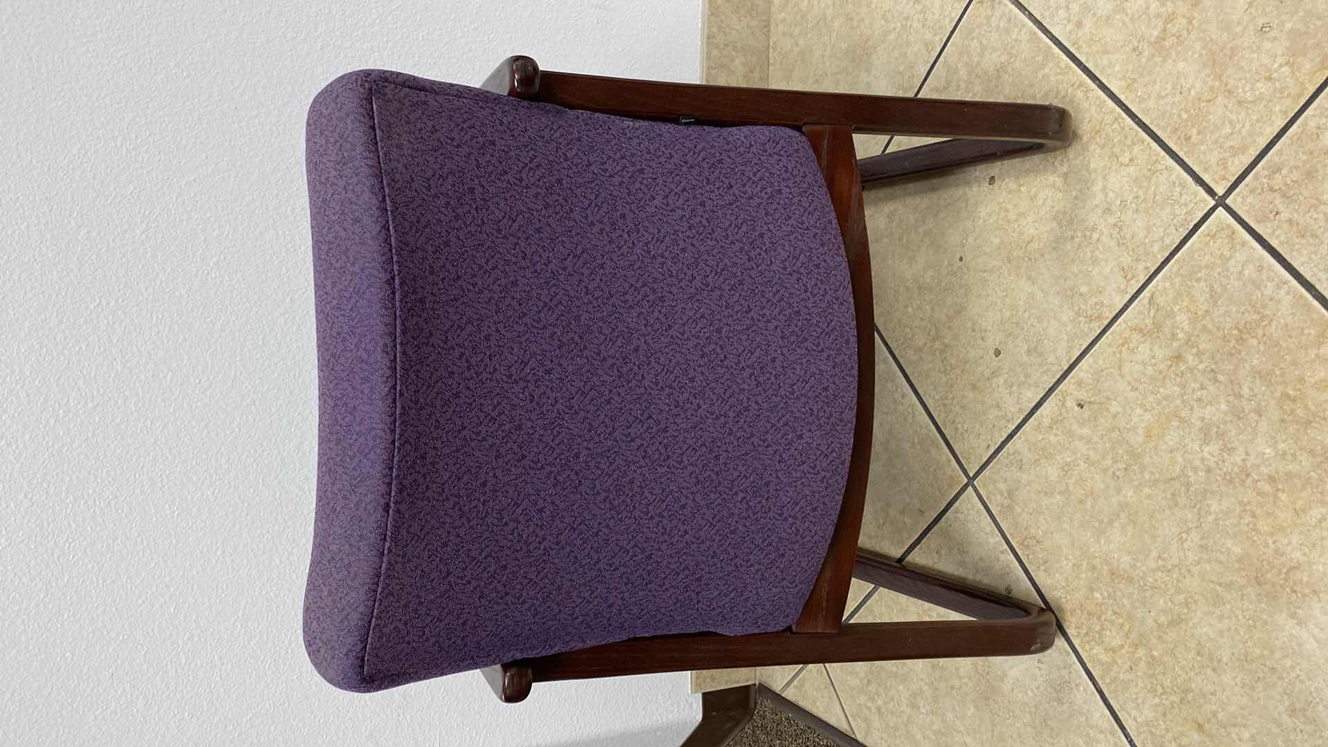 Photo 3 of HON PLUM BLUE AND MAHOGONY OFFICE CHAIR