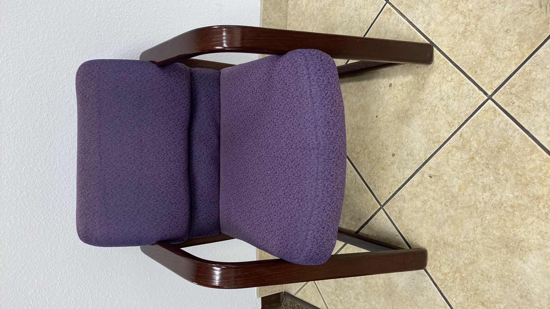 Photo 1 of HON PLUM BLUE AND MAHOGONY OFFICE CHAIR