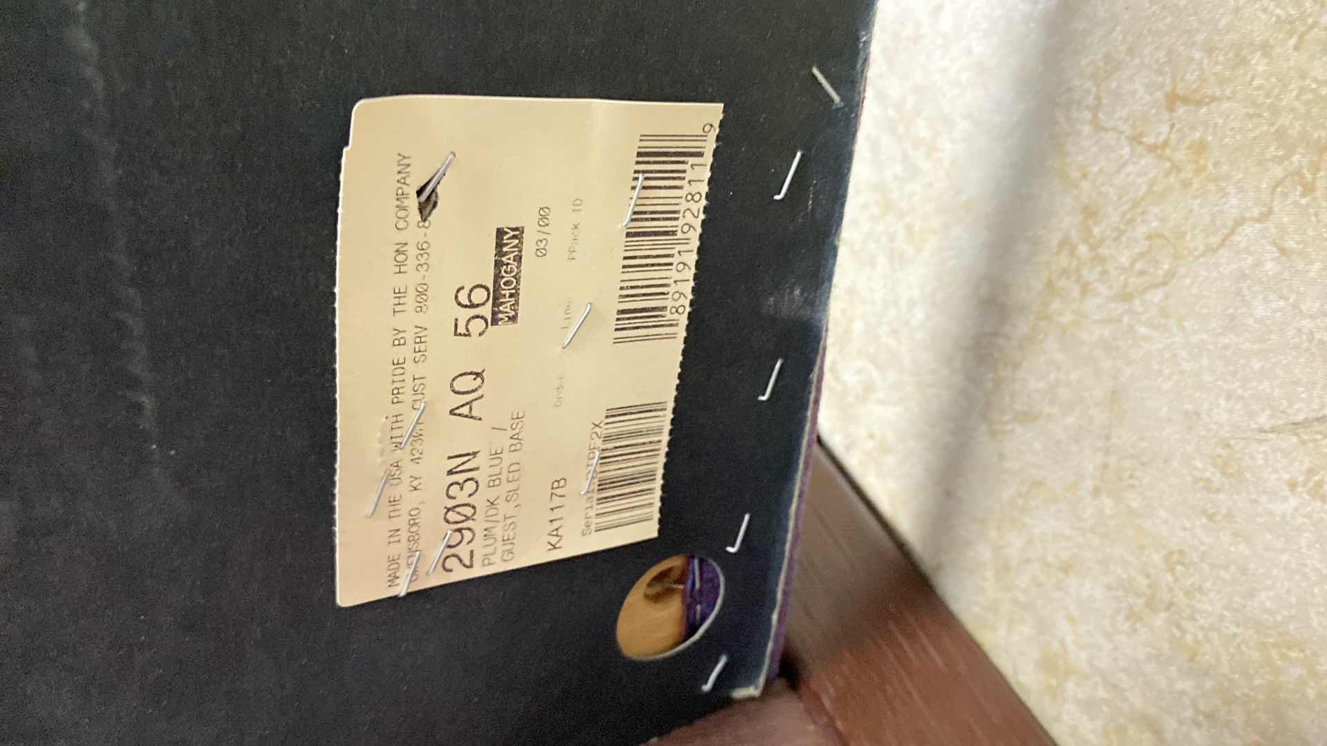 Photo 1 of HON PLUM BLUE AND MAHOGONY OFFICE CHAIR