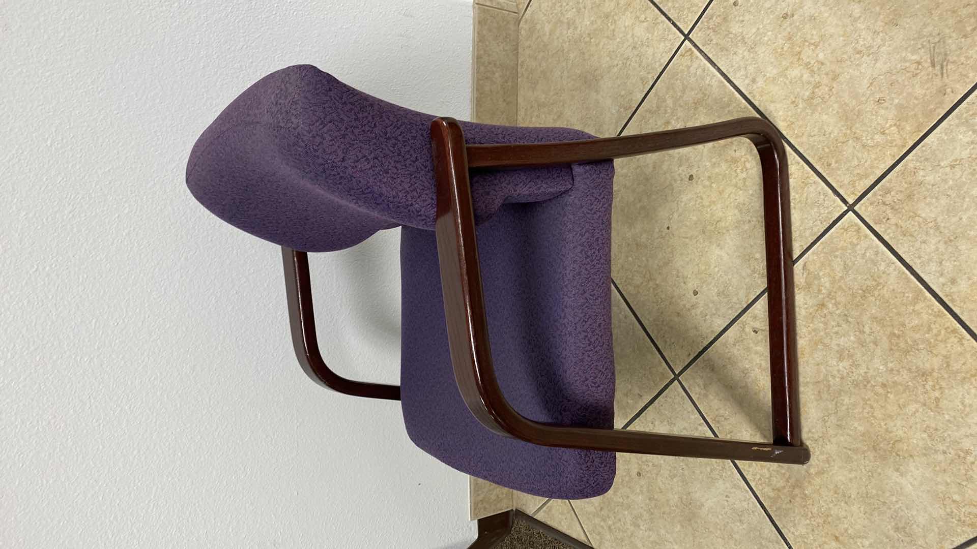 Photo 1 of HON PLUM BLUE AND MAHOGONY OFFICE CHAIR