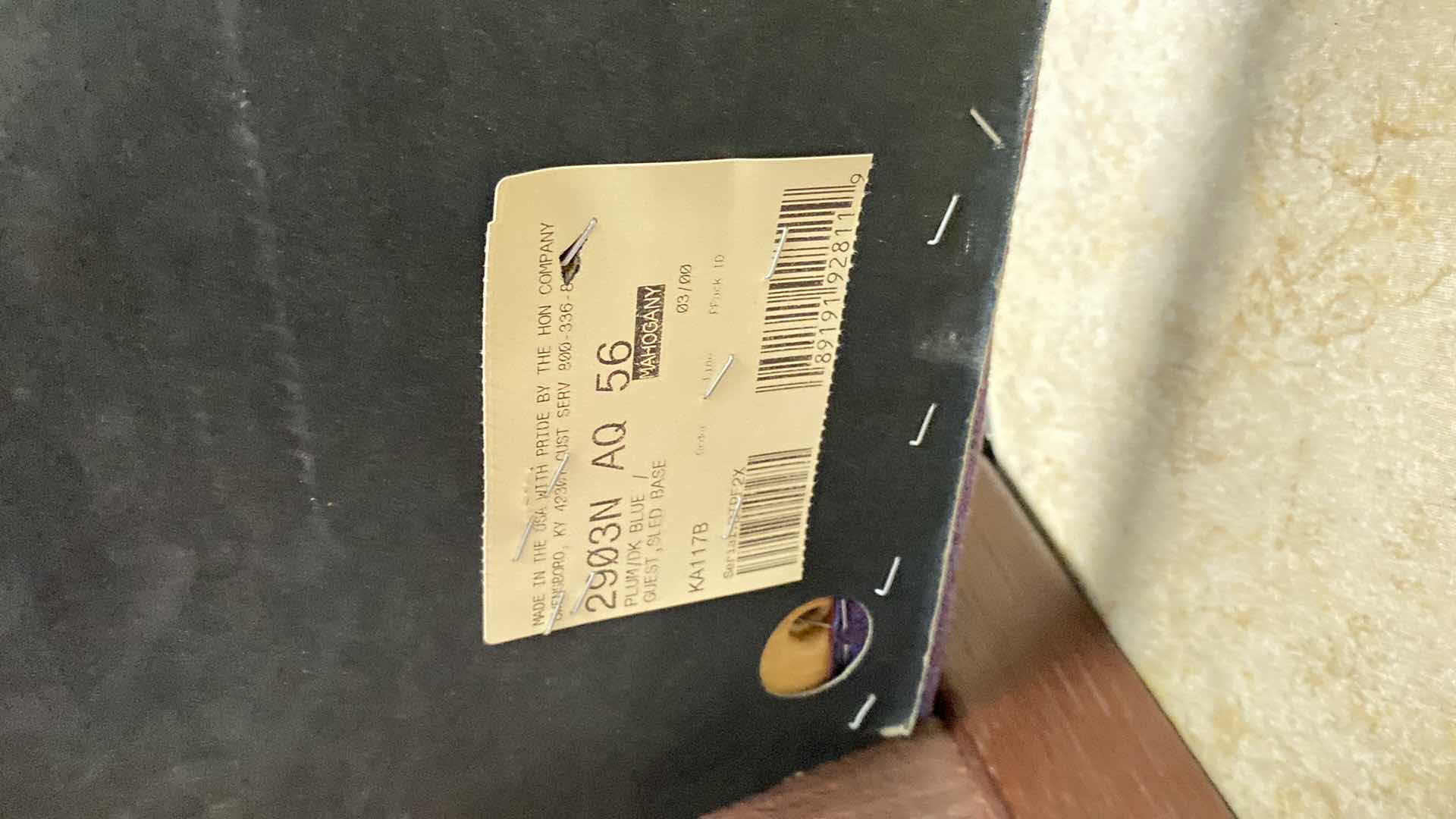 Photo 1 of HON PLUM BLUE AND MAHOGONY OFFICE CHAIR