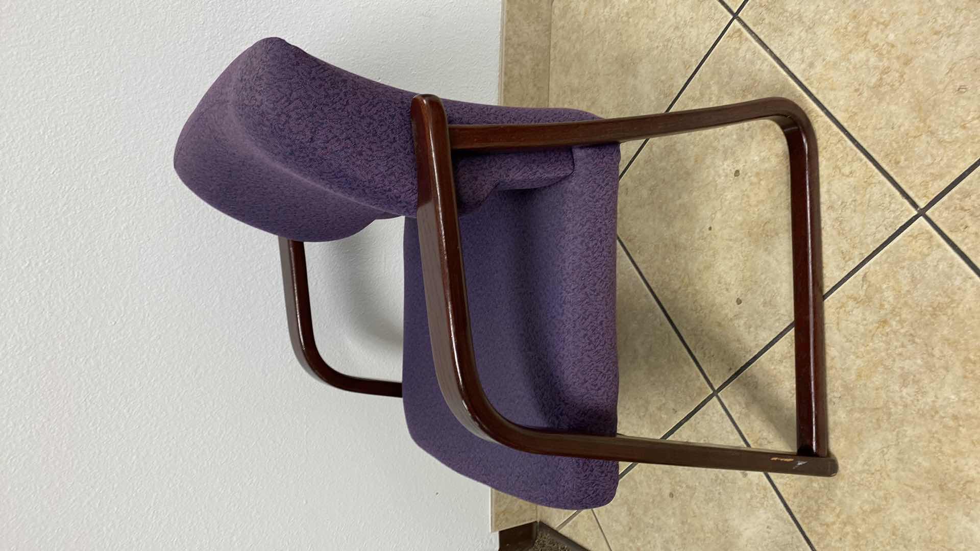 Photo 1 of HON PLUM BLUE AND MAHOGONY OFFICE CHAIR