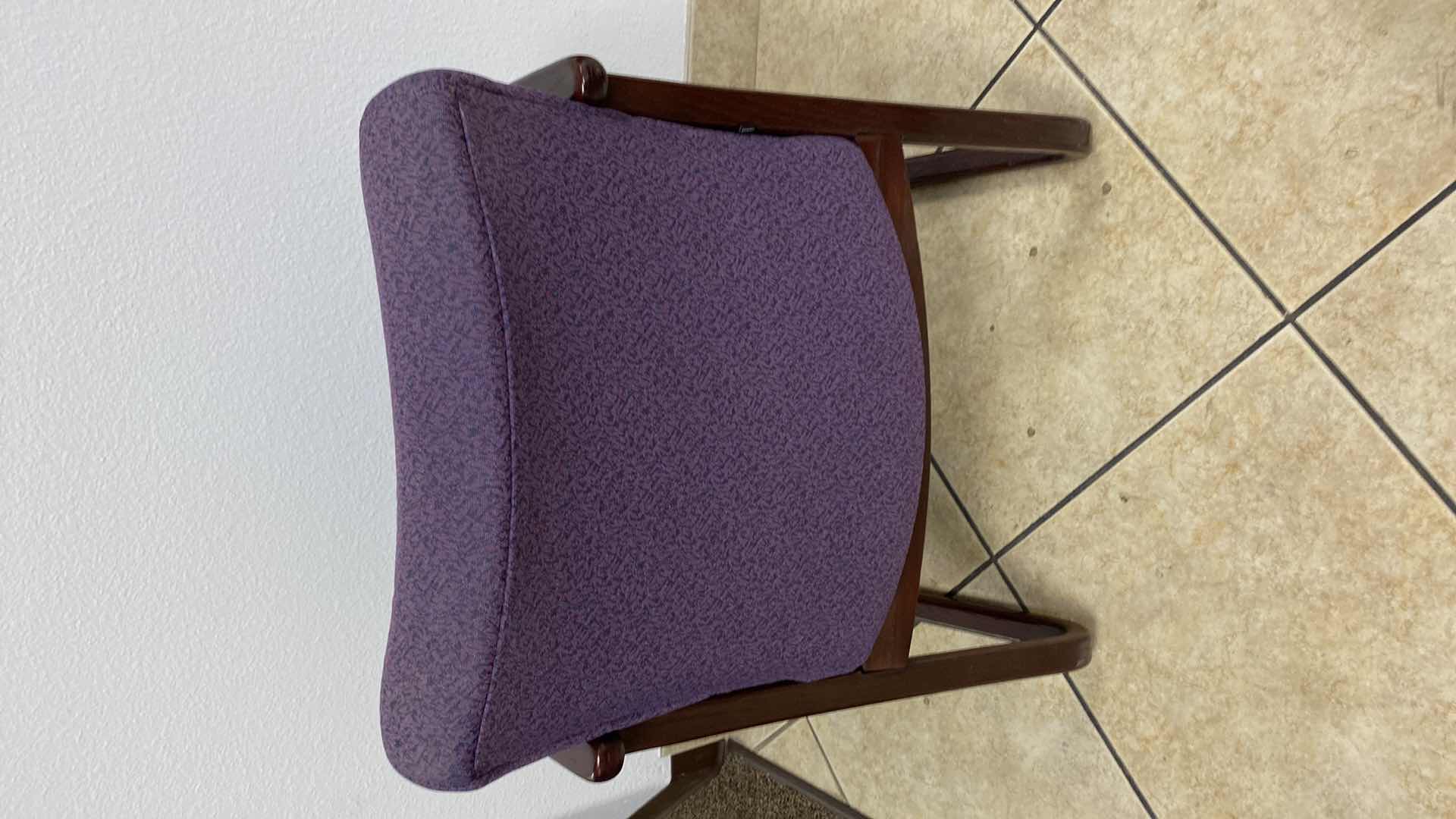 Photo 1 of HON PLUM BLUE AND MAHOGONY OFFICE CHAIR