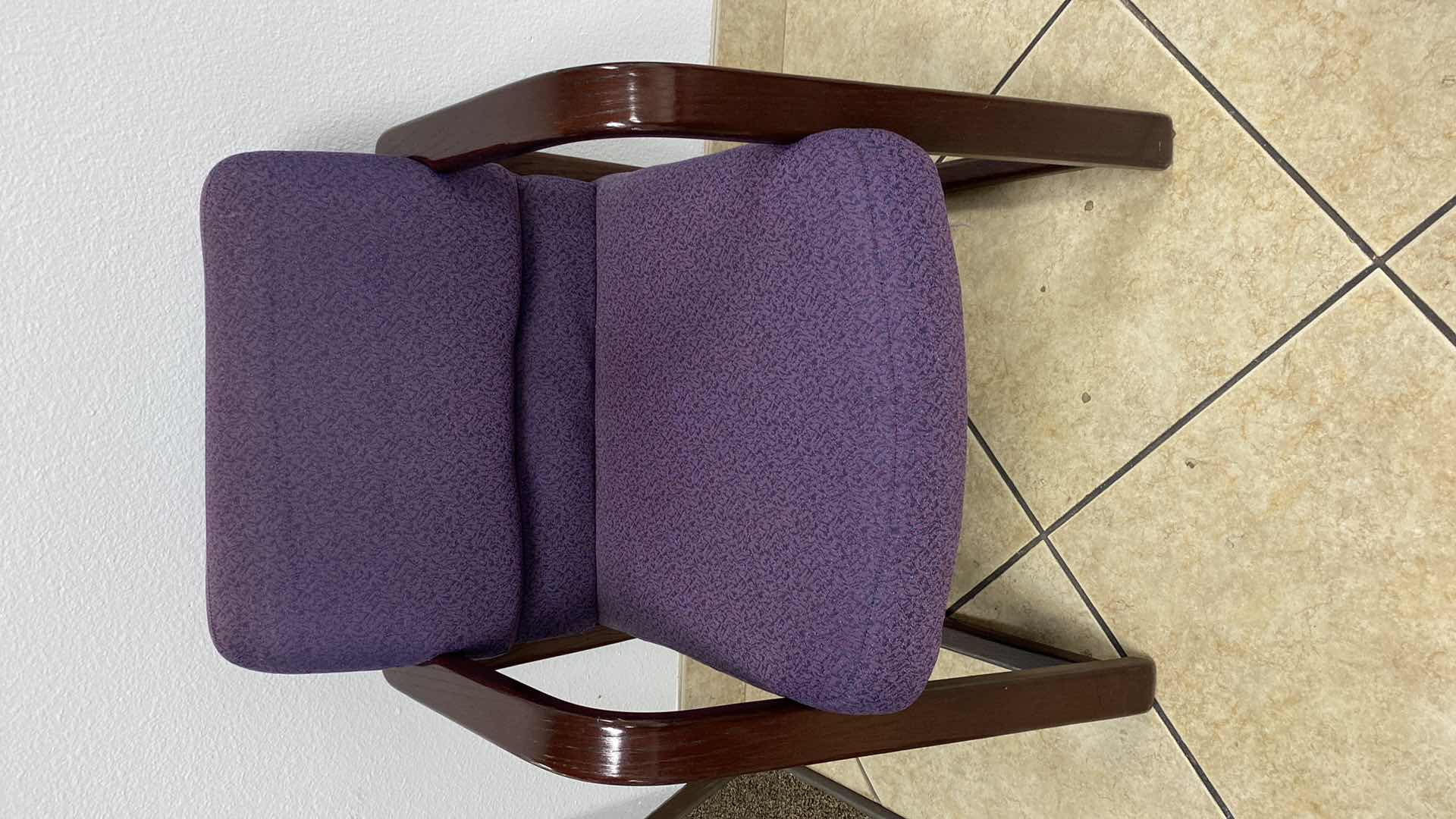 Photo 1 of HON PLUM BLUE AND MAHOGONY OFFICE CHAIR