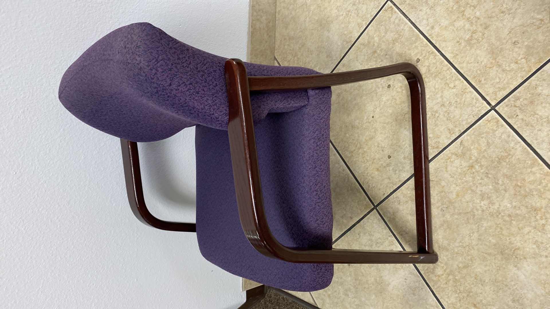 Photo 1 of HON PLUM BLUE AND MAHOGONY OFFICE CHAIR