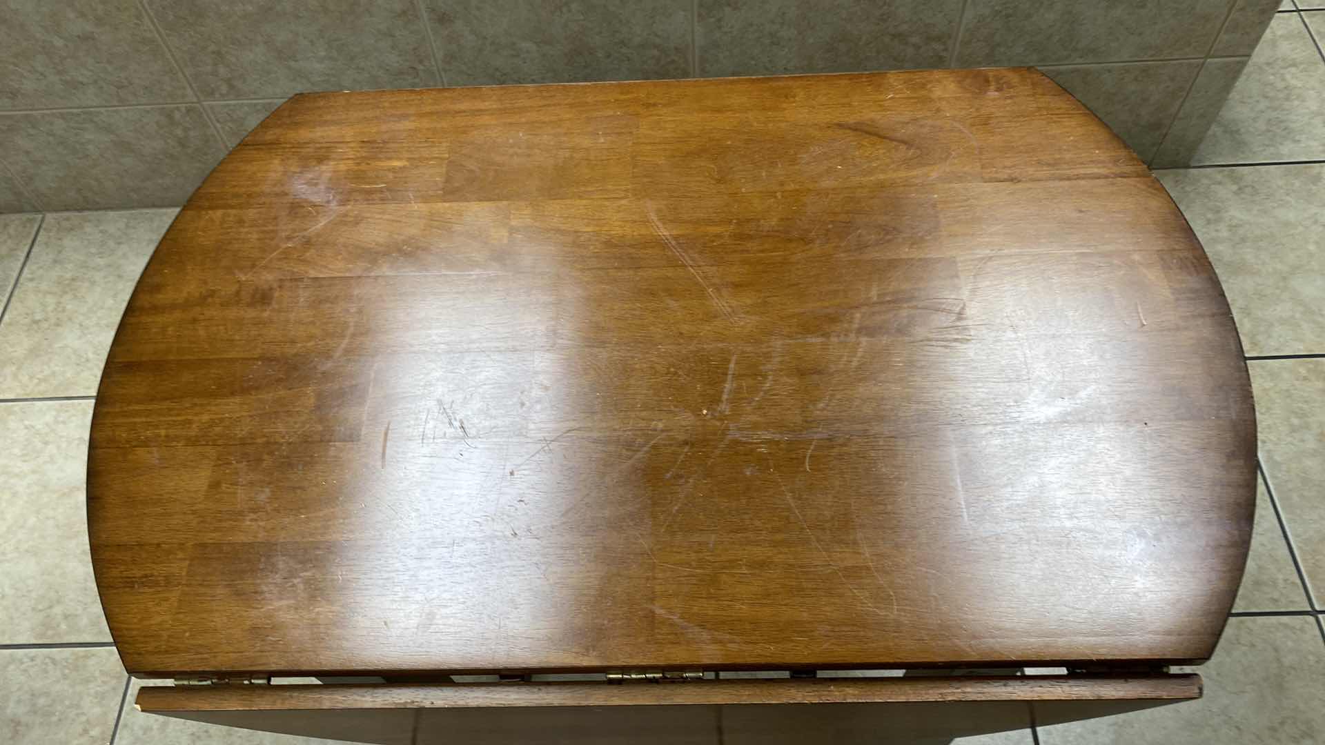 View 2 of WOOD DROP LEAF TABLE FULLY EXTENDED 42” X H30”, NOT EXTENDED 42” X 28” H30”