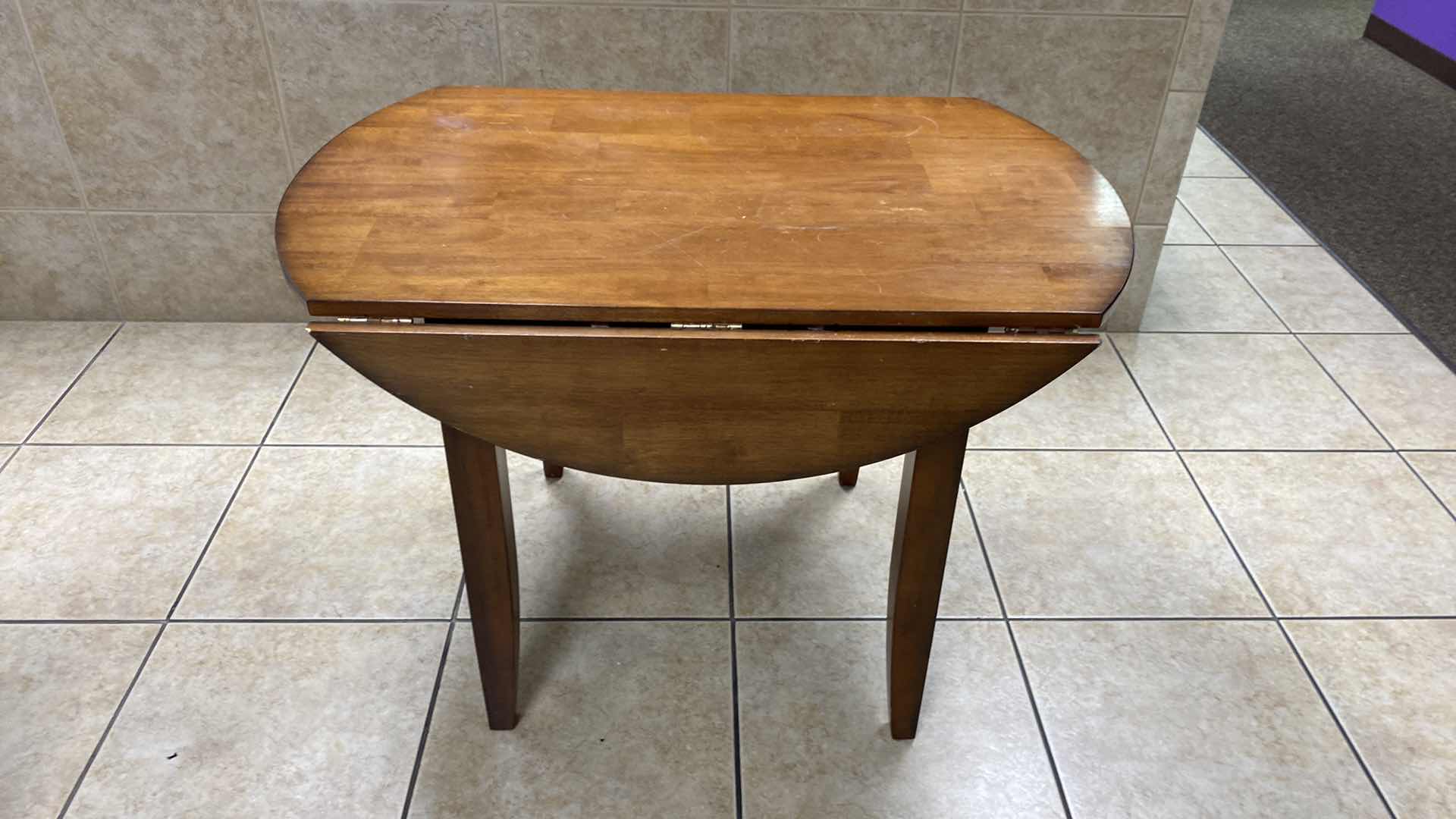 View 4 of WOOD DROP LEAF TABLE FULLY EXTENDED 42” X H30”, NOT EXTENDED 42” X 28” H30”