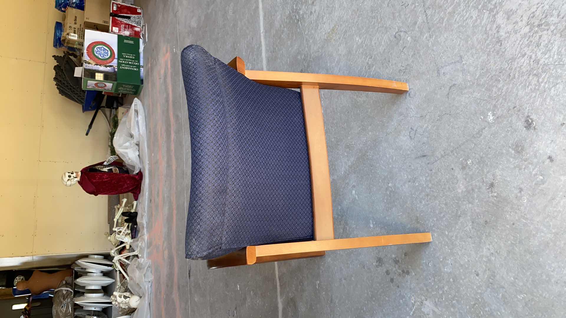 Photo 1 of PAOILI FURNITURE NAVY OFFICE CHAIR WITH WOOD ARMS