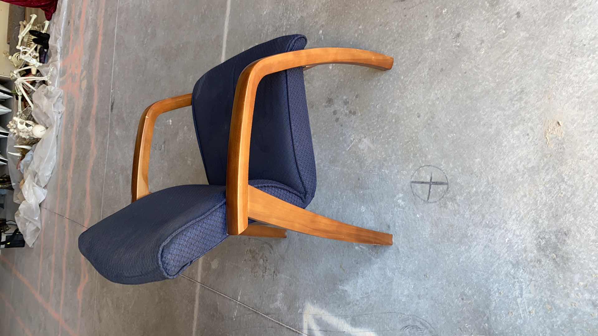 Photo 1 of PAOILI FURNITURE NAVY OFFICE CHAIR  WITH WOOD ARMS