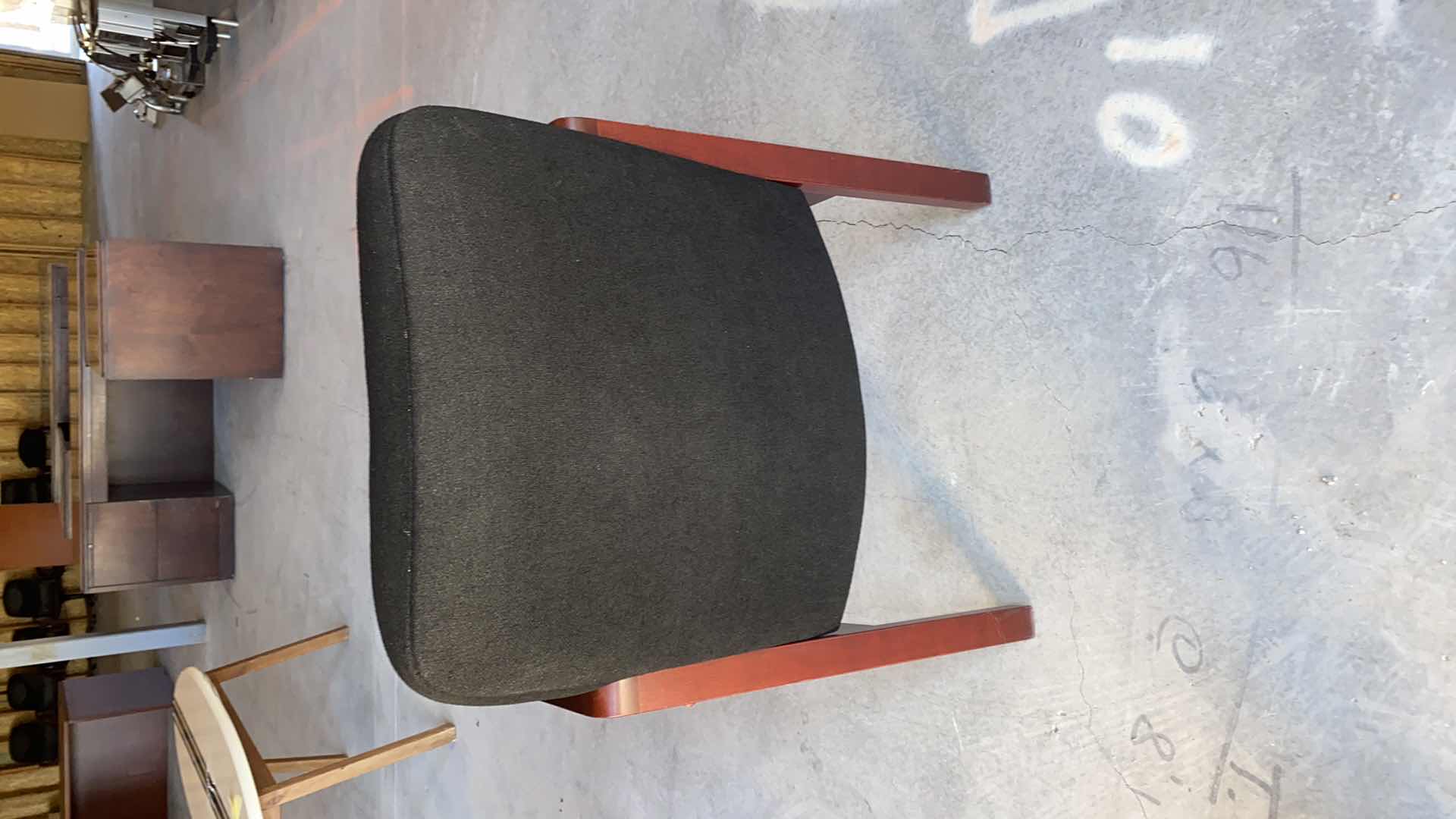 Photo 1 of BLACK OFFICE CHAIR WITH CHERRY ARMS