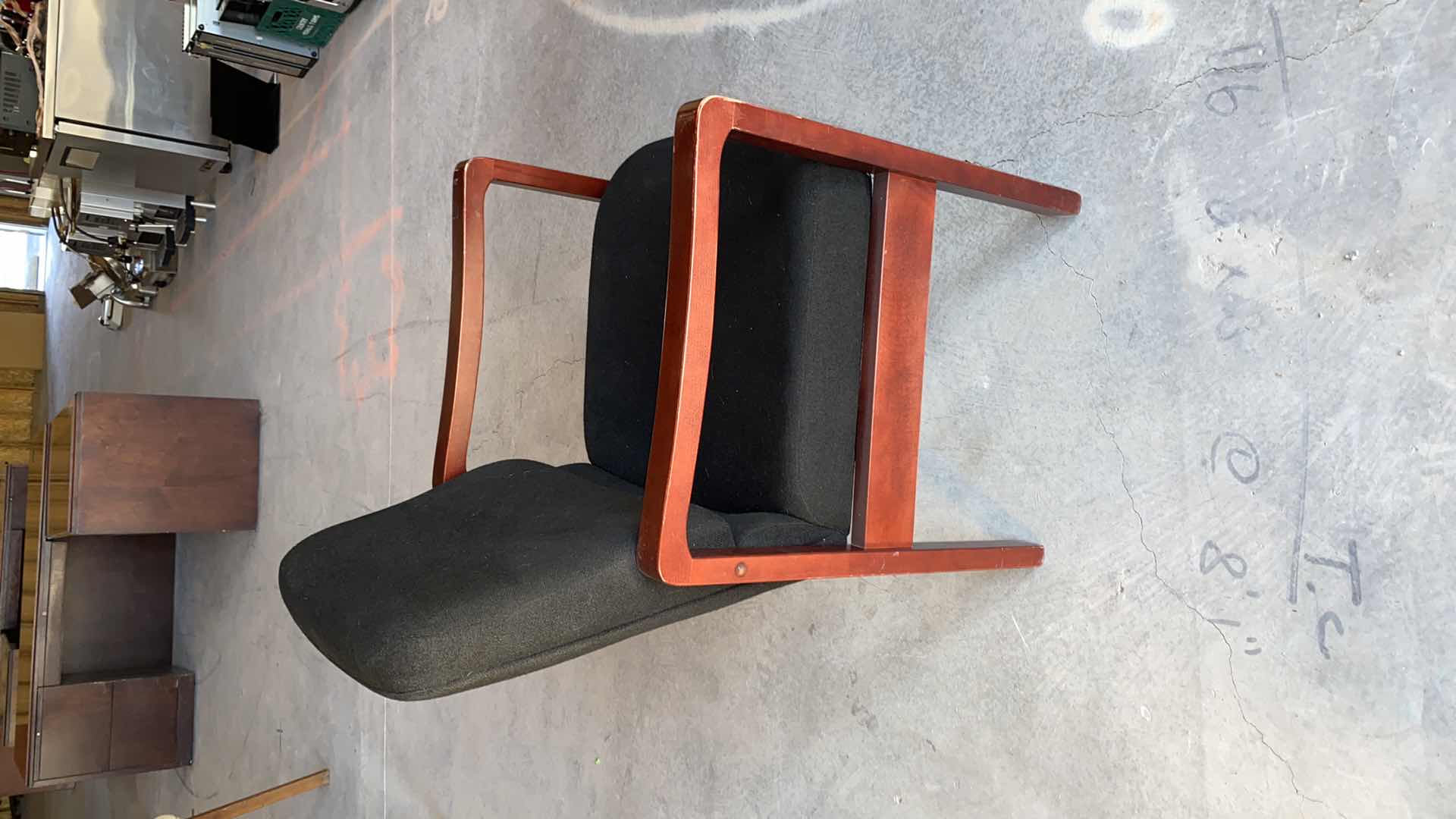 Photo 1 of BLACK OFFICE CHAIR WITH CHERRY ARMS