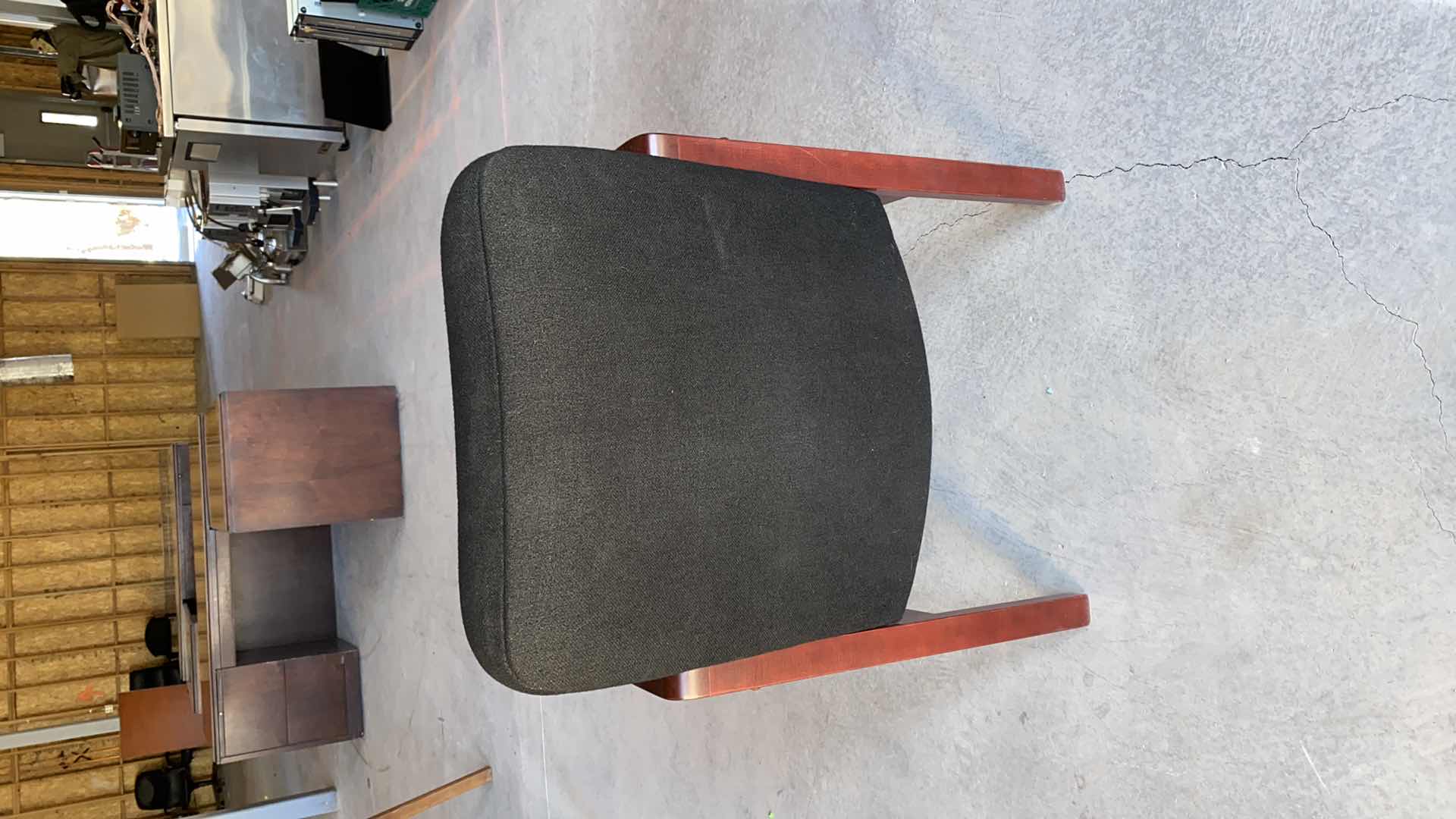 Photo 1 of BLACK OFFICE CHAIR WITH CHERRY ARMS