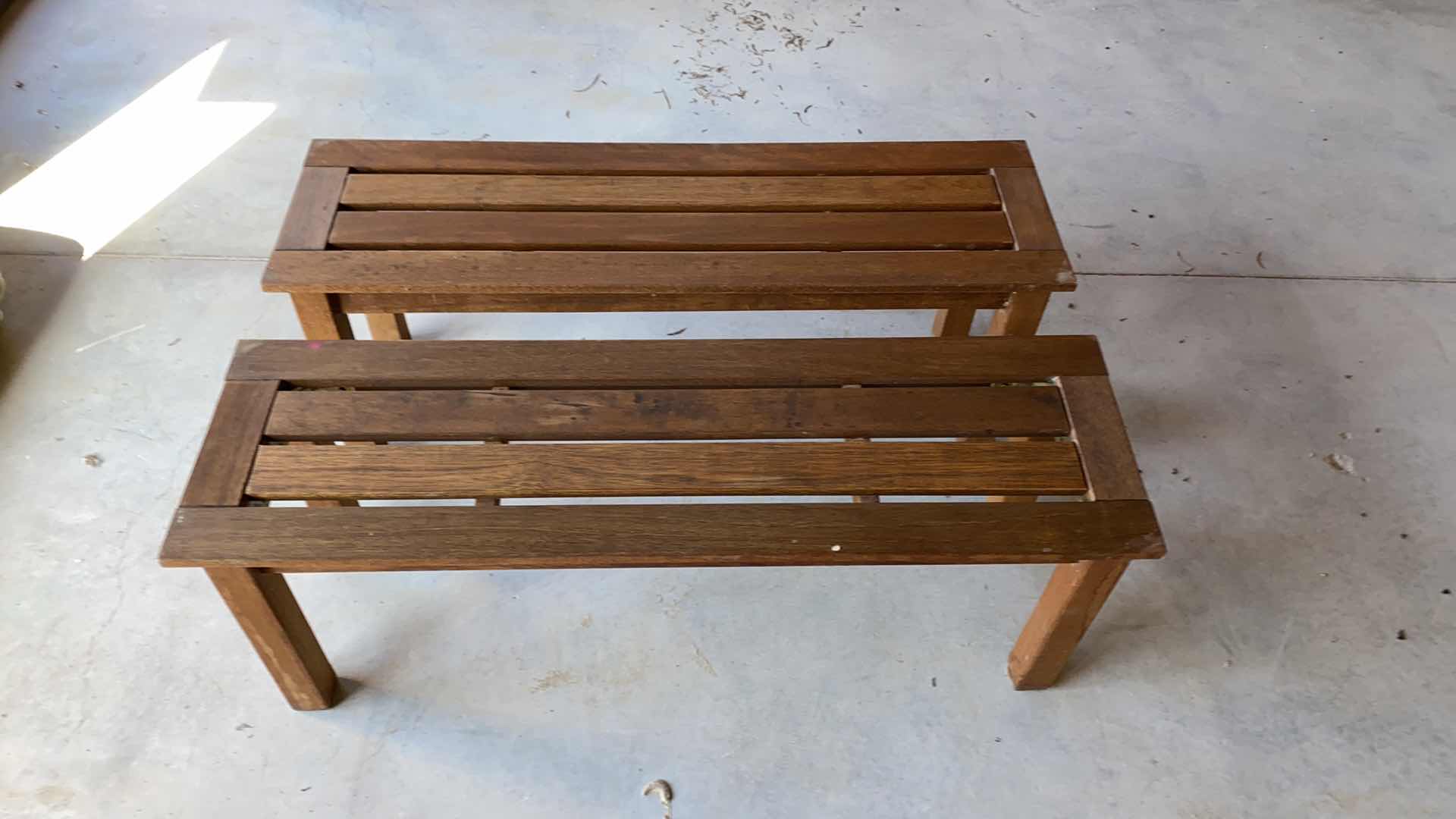 Photo 1 of 2-WOOD SLAT BENCHES 37 X 11 X H14