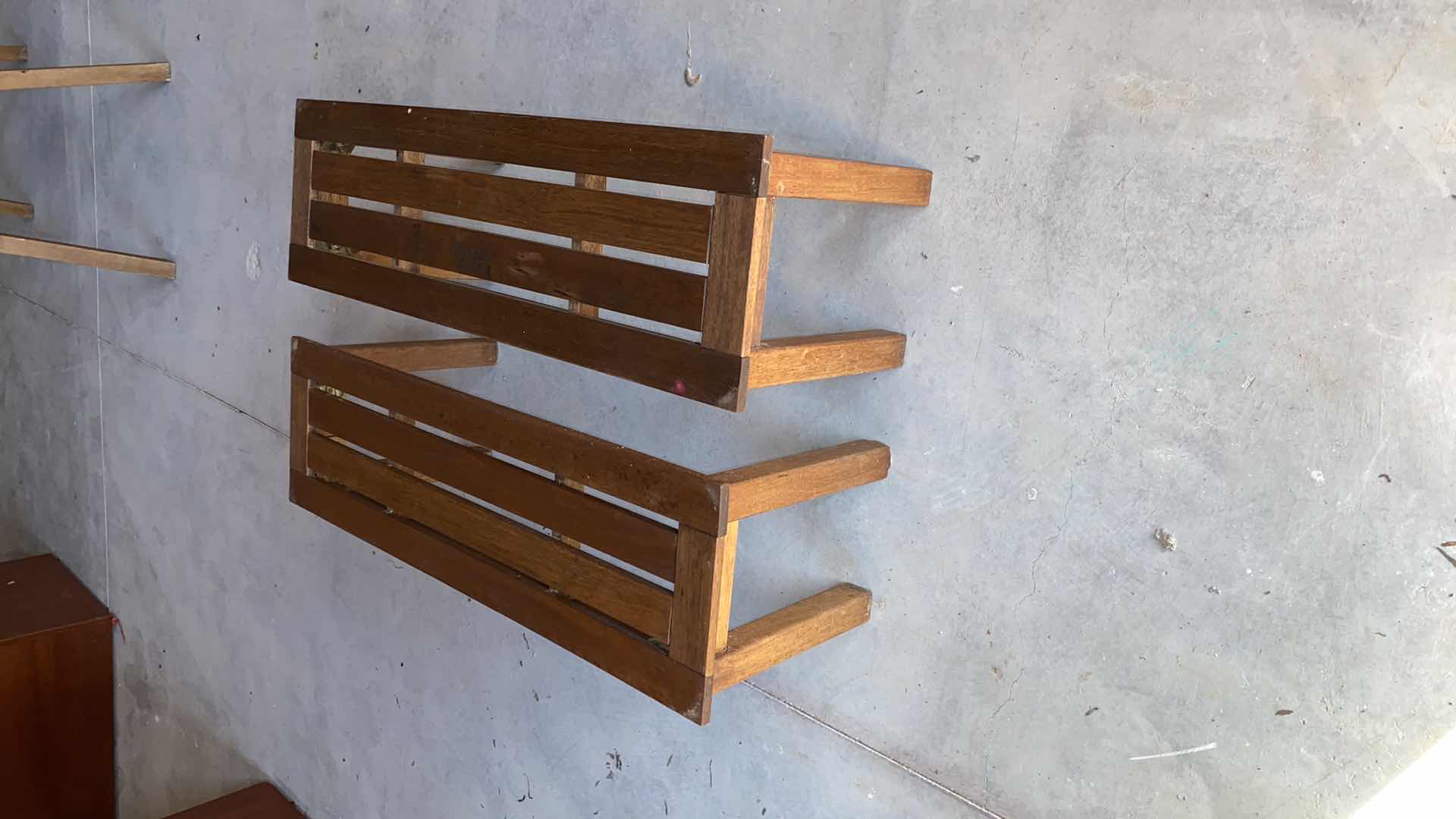 Photo 1 of 2-WOOD SLAT BENCHES 37 X 11 X H14