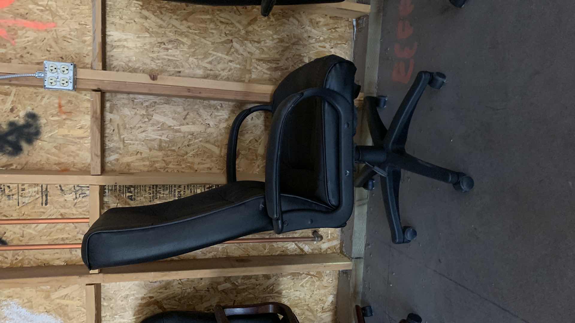 Photo 2 of BLACK BONDED LEATHER OFFICE CHAIR ON WHEELS