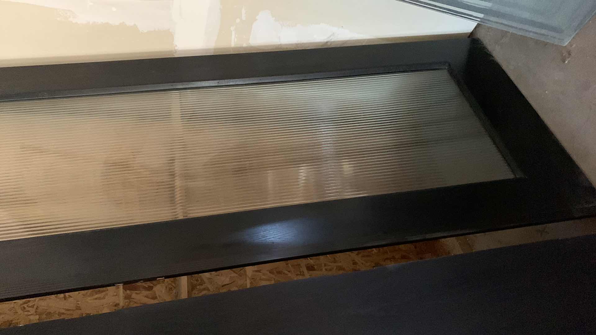 Photo 1 of BLACK WOOD GRAINED DOOR w GLASS PANE 
8 FEET BY 3 FEET