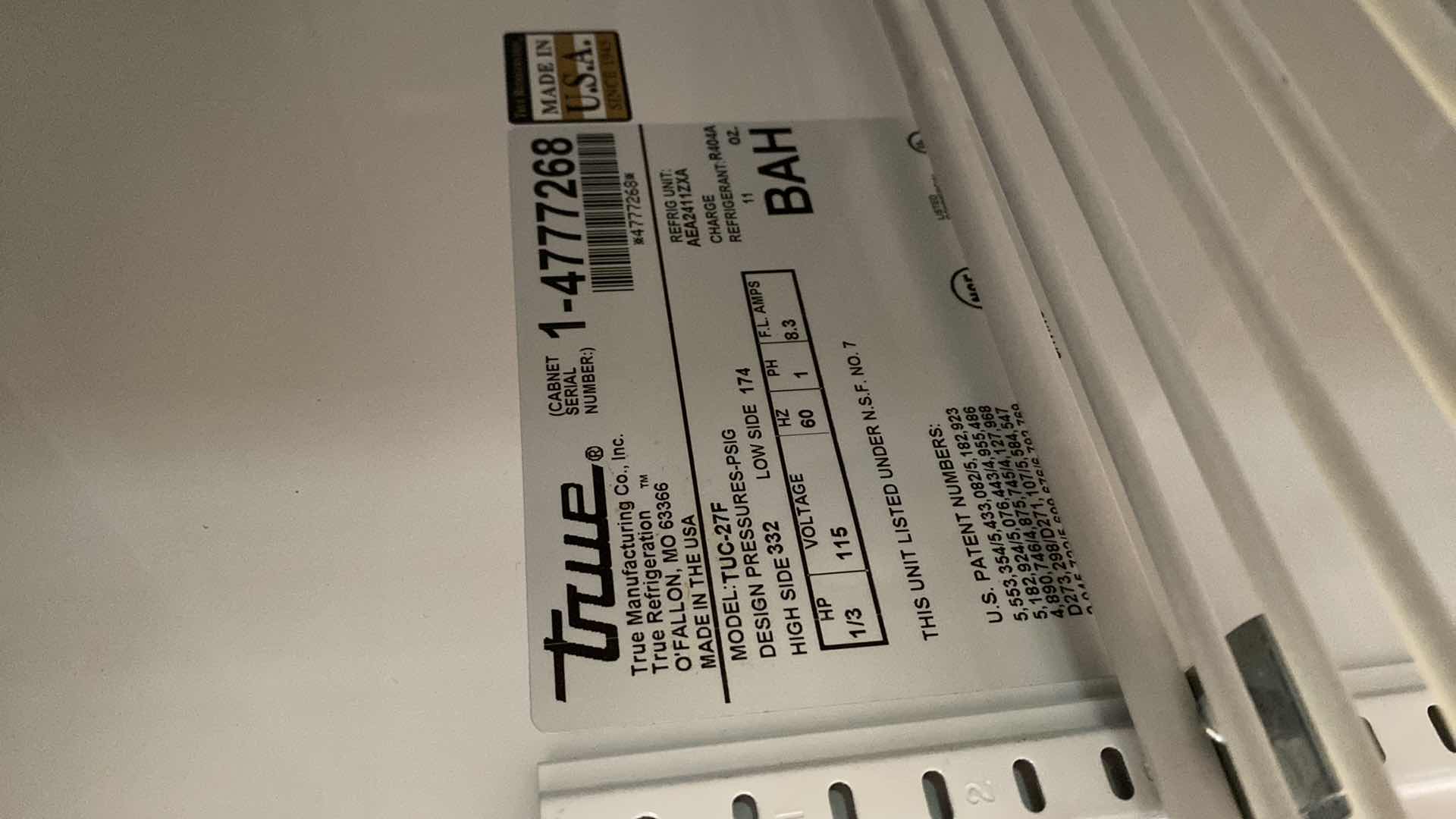 Photo 1 of TRUE TUC-27F UNDERCOUNTER FREEZER RIGHT HINGED DOOR 