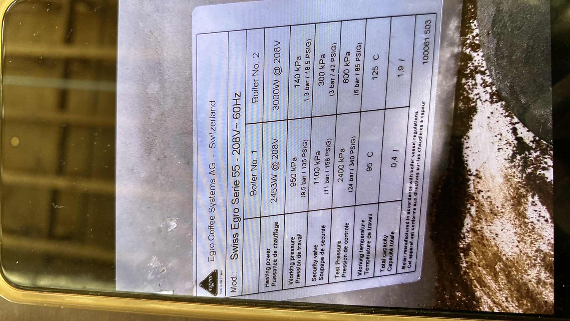 Photo 6 of SWISS ERGO SERIE 55 AUTOMATIC ESPRESSO MAKER WITH KEY