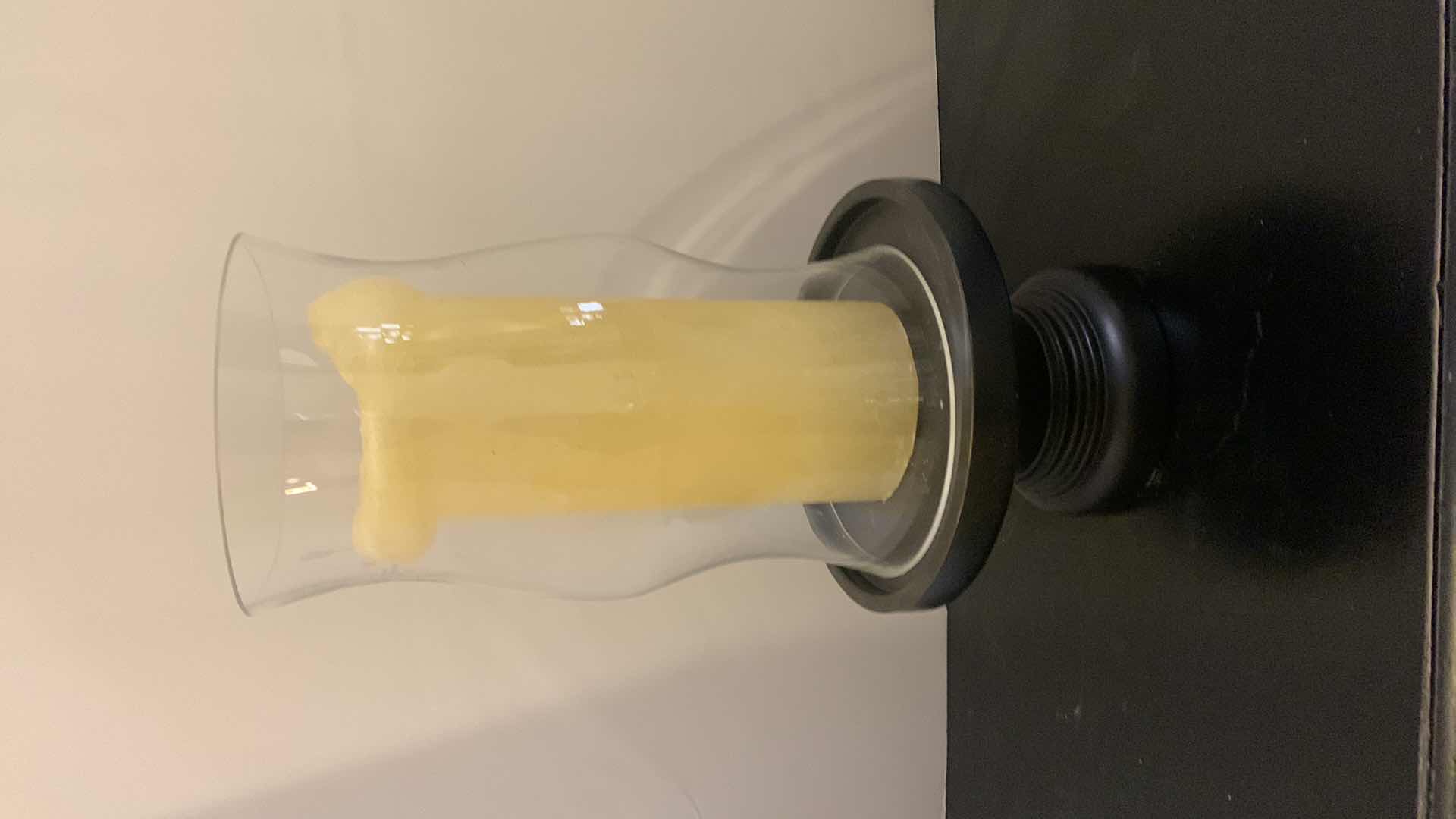 Photo 1 of CANDLE, BLACK STAND, GLASS HURRICANE LAMP, H17”