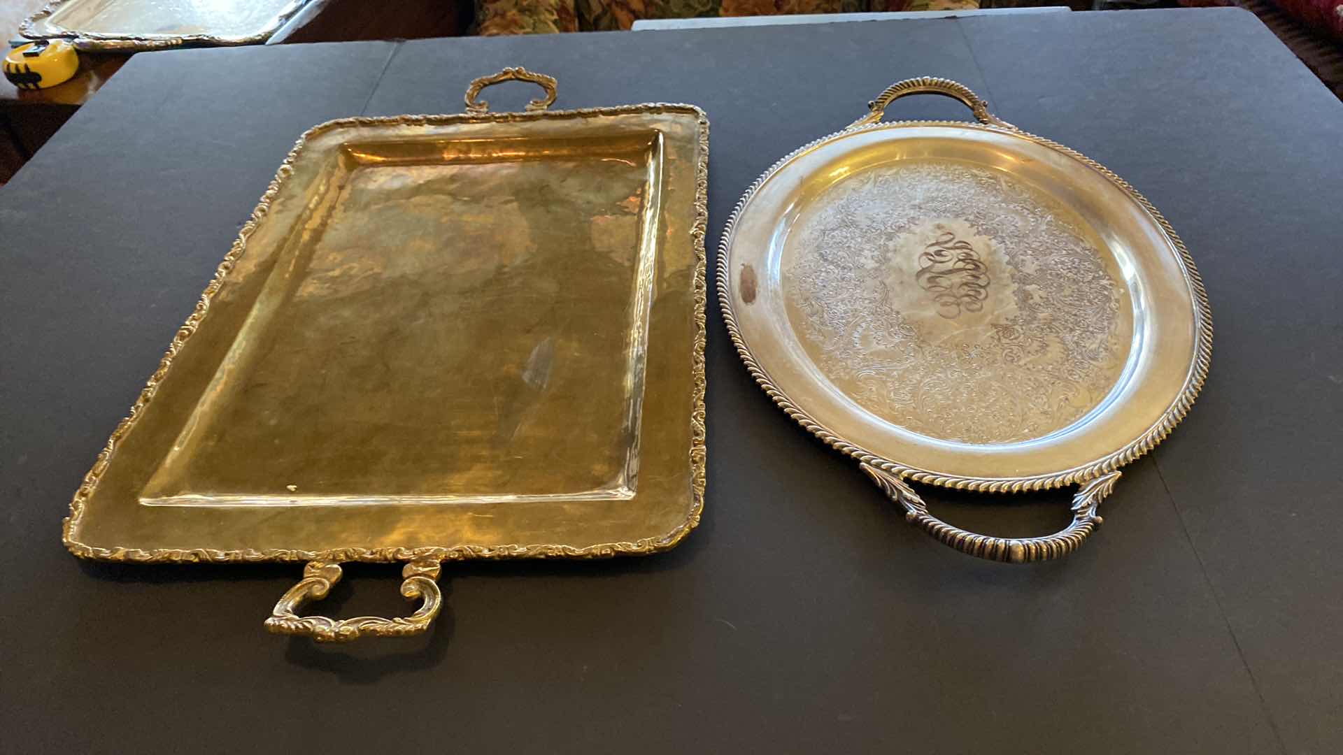 Photo 1 of 2 VINTAGE SILVERPLATE TRAYS LARGEST 25 X 15