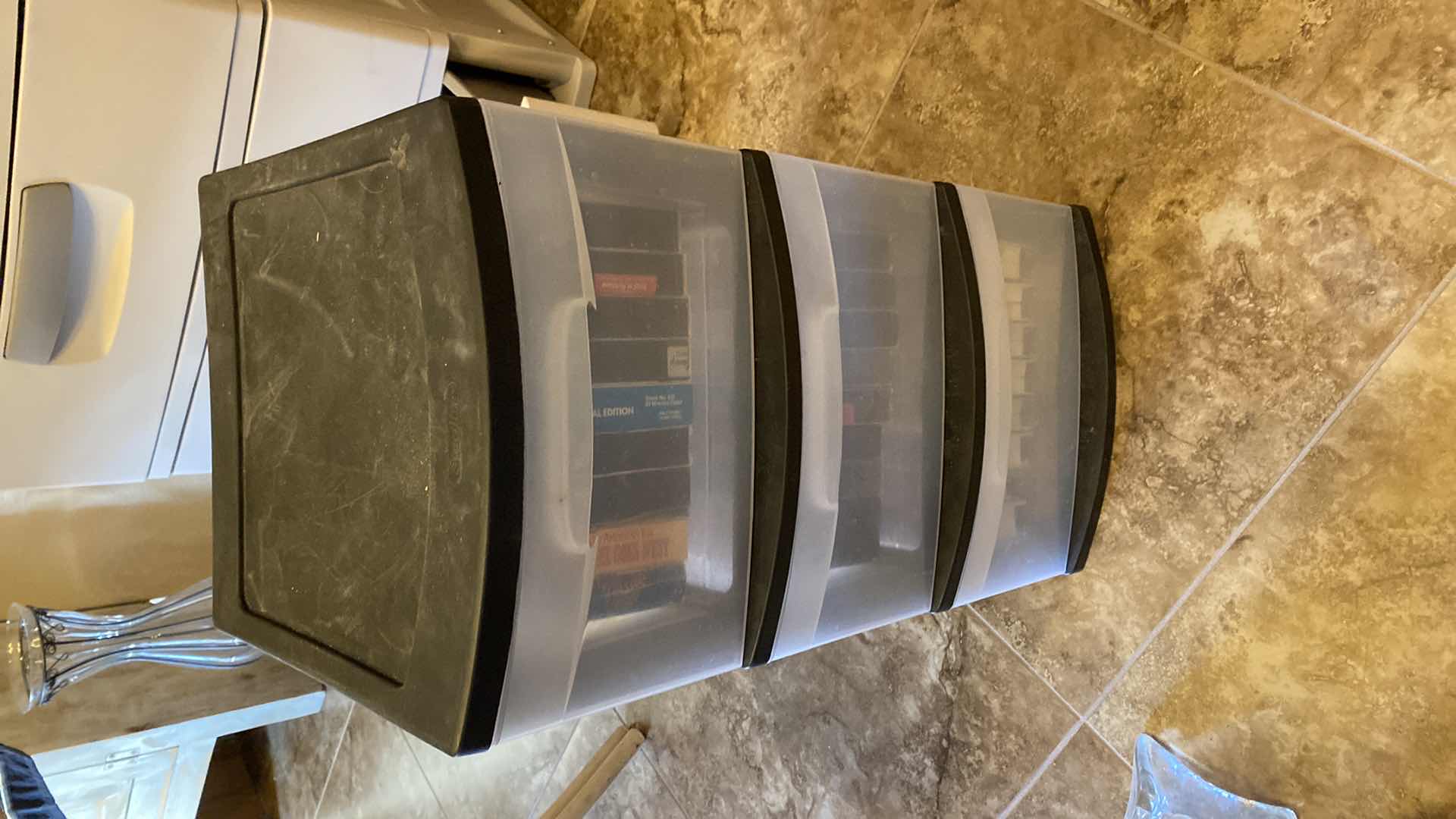 Photo 1 of 3 DRAWER STORAGE WITH ASSORTED VHS STORAGE NCLUDING DISNEY AND MORE