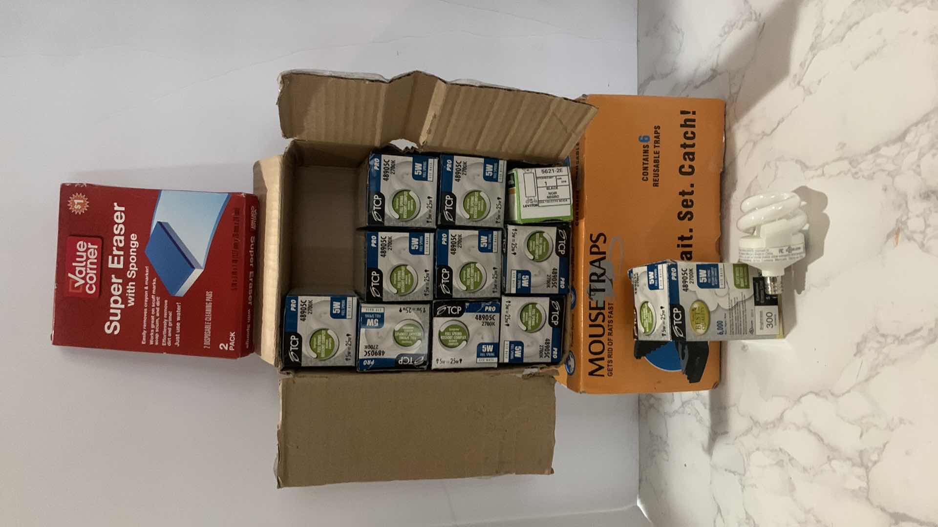 Photo 1 of 6 REUSABLE MOUSE TRAPS, 10 BOXES OF 5 W LIGHTS, SUPER ERASER