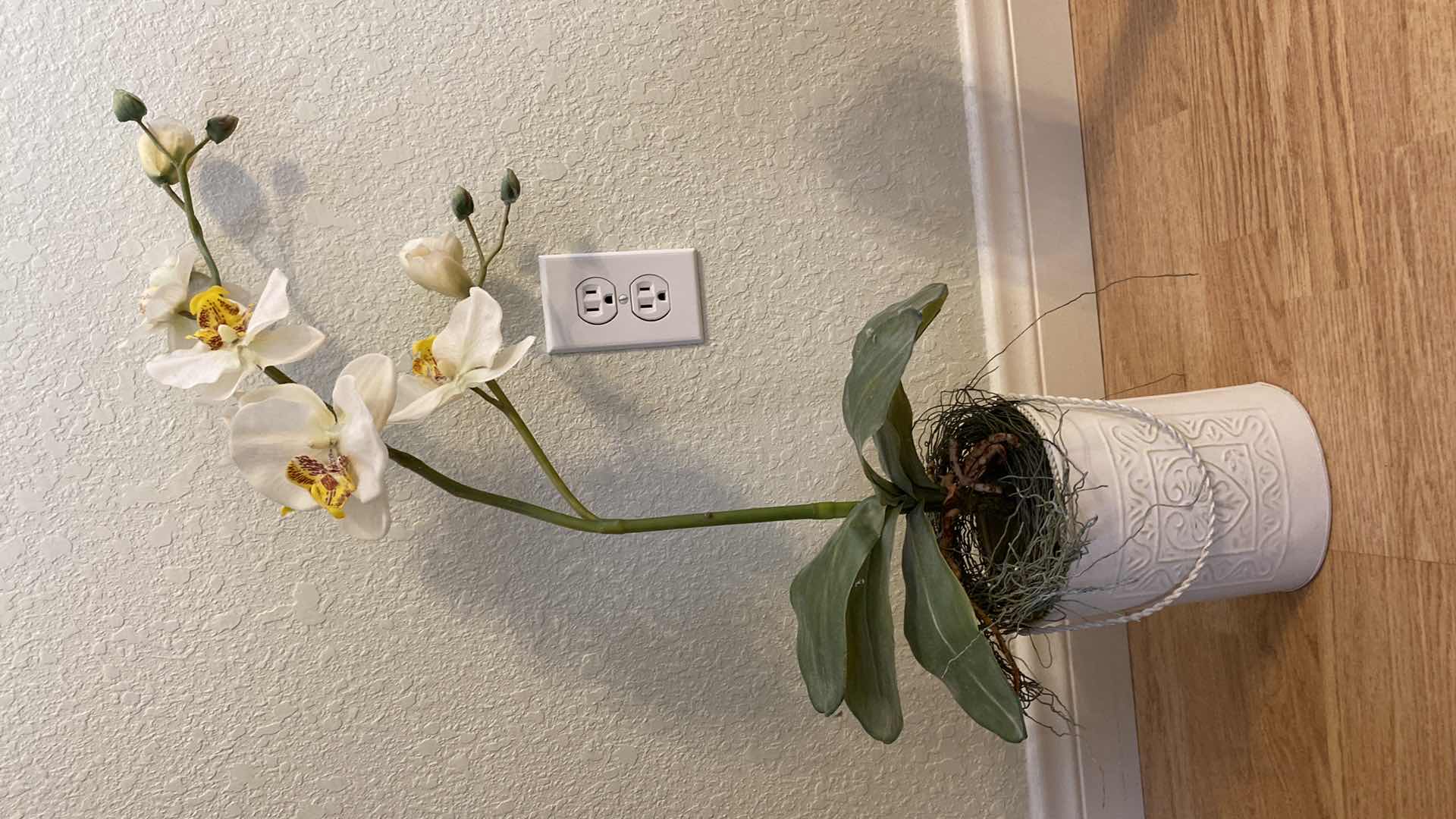 Photo 1 of PAIR OF FAUX ORCHIDS & CANDLE HOLDER H16”