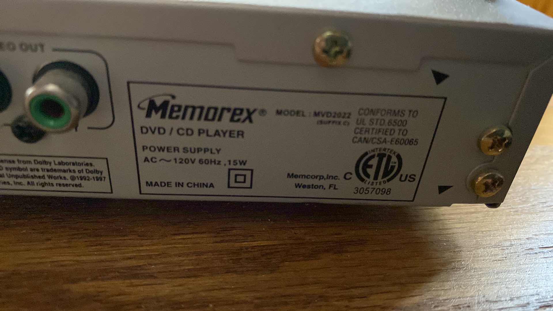 Photo 1 of MEMOREX DVD PLAYER WITH REMOTE MVD2022