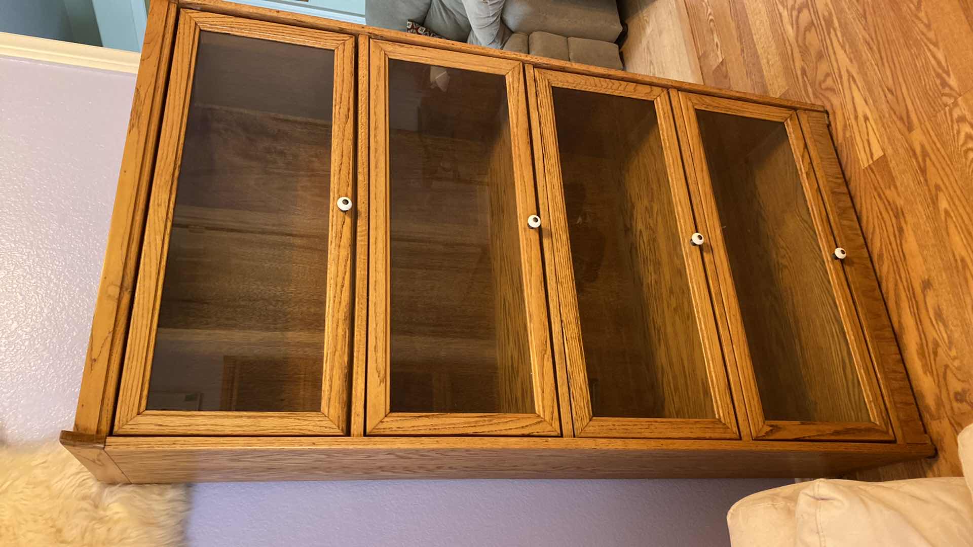 Photo 1 of 4 GLASS DOORS AND OAK BOOK LIBRARY UNIT 32” X 12” H60”