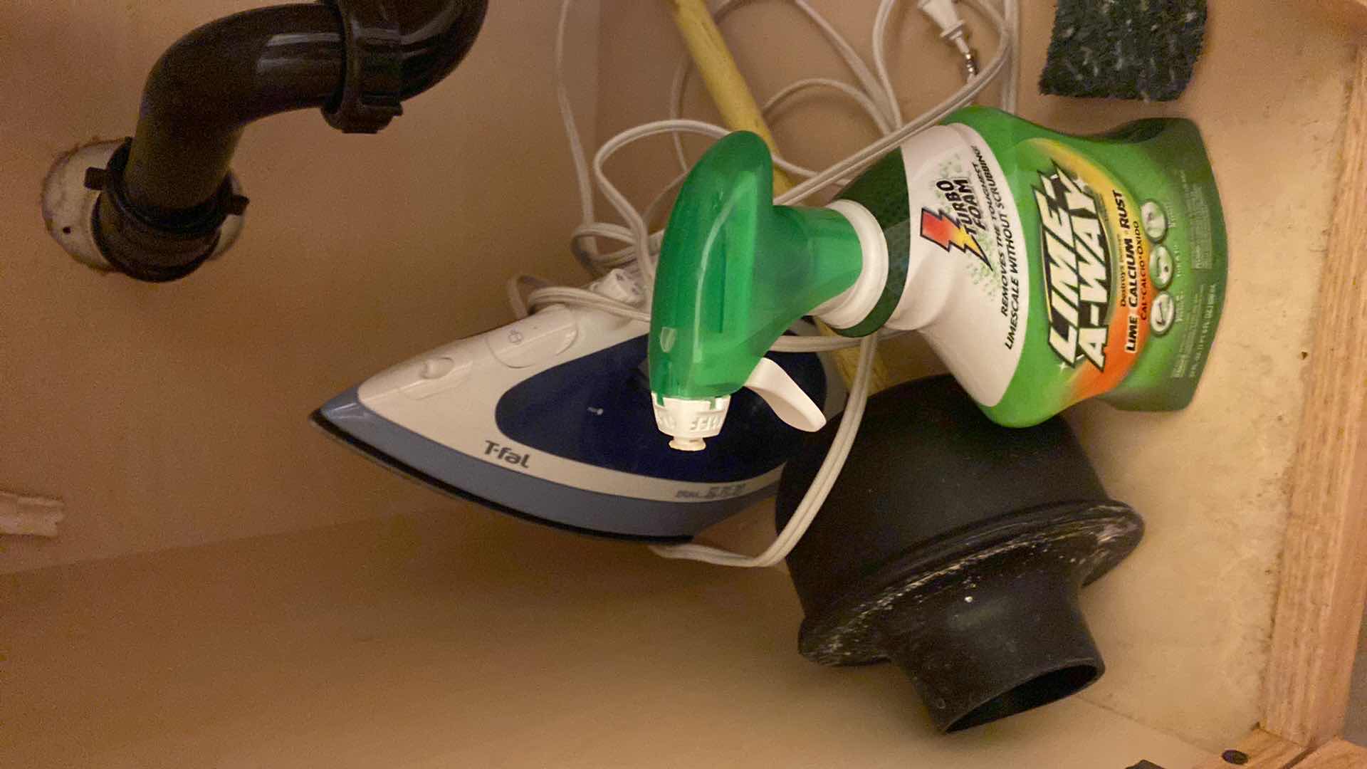 Photo 1 of CONTENTS UNDER BATHROOM SINK HALL BATH IRON PLUNGER AND CLEANER