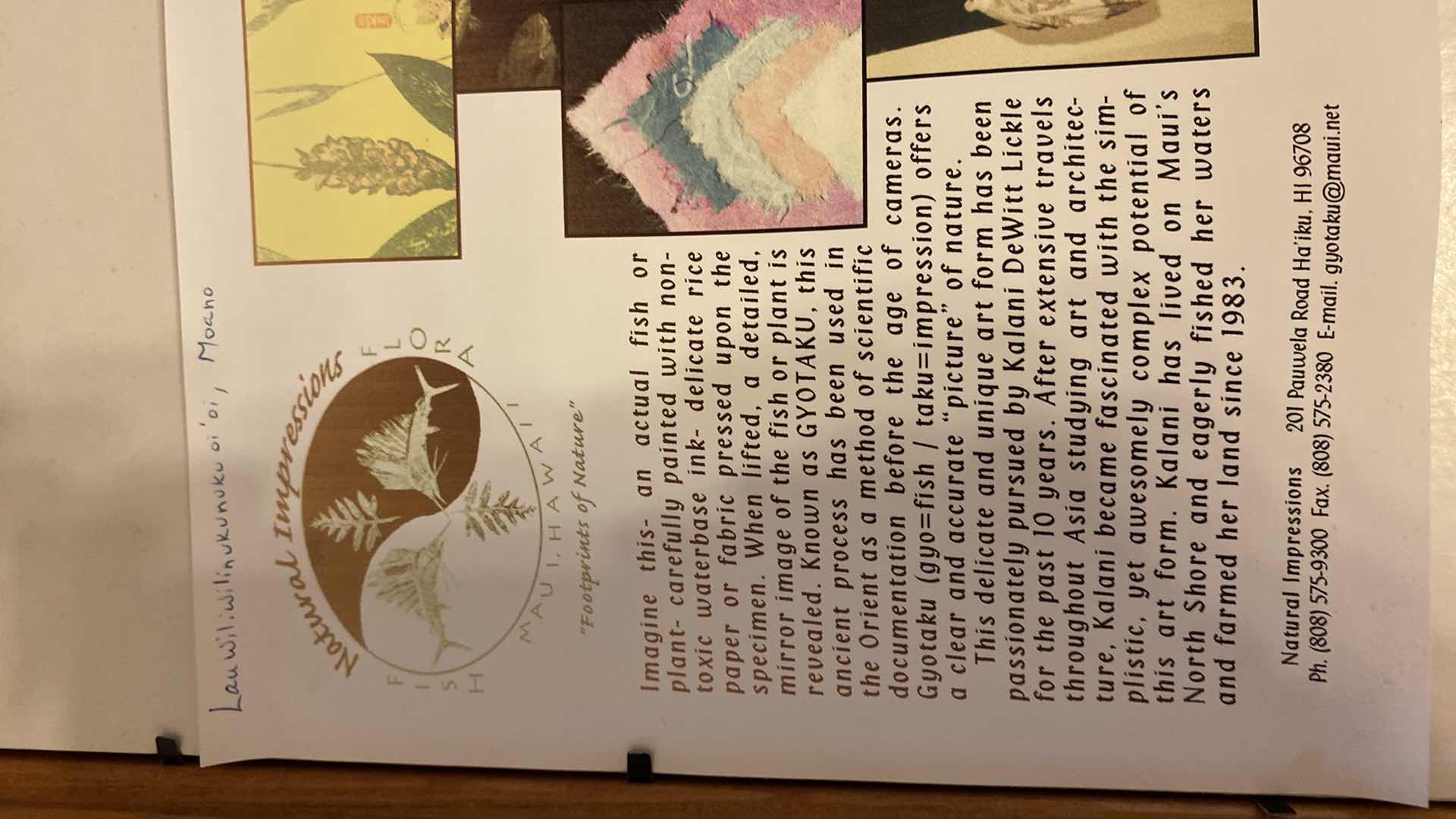 Photo 1 of VINTAGE SIGNED FRAMED PAIR OF NATURAL IMPRESSIONS FISH MAUI 16” X 13” WITH PAPERWORK