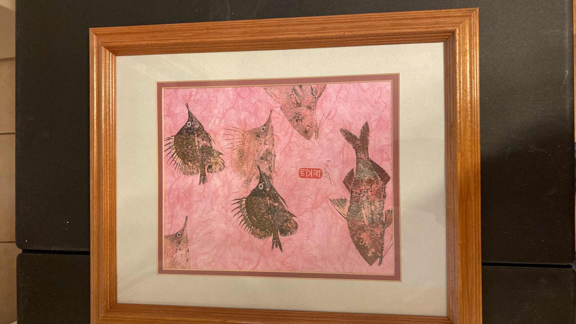 Photo 1 of VINTAGE SIGNED FRAMED PAIR OF NATURAL IMPRESSIONS FISH MAUI 16” X 13” WITH PAPERWORK