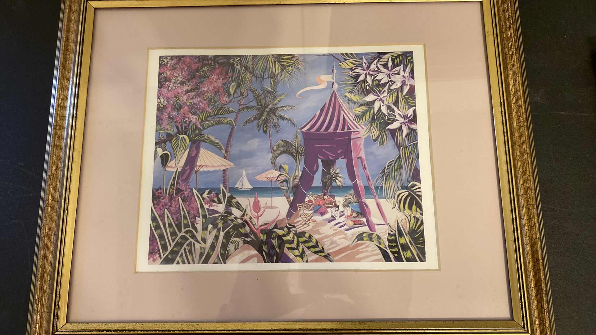 Photo 1 of PAIR OF TROPICAL BEACH FRAMED ART LARGEST 16” X 13”