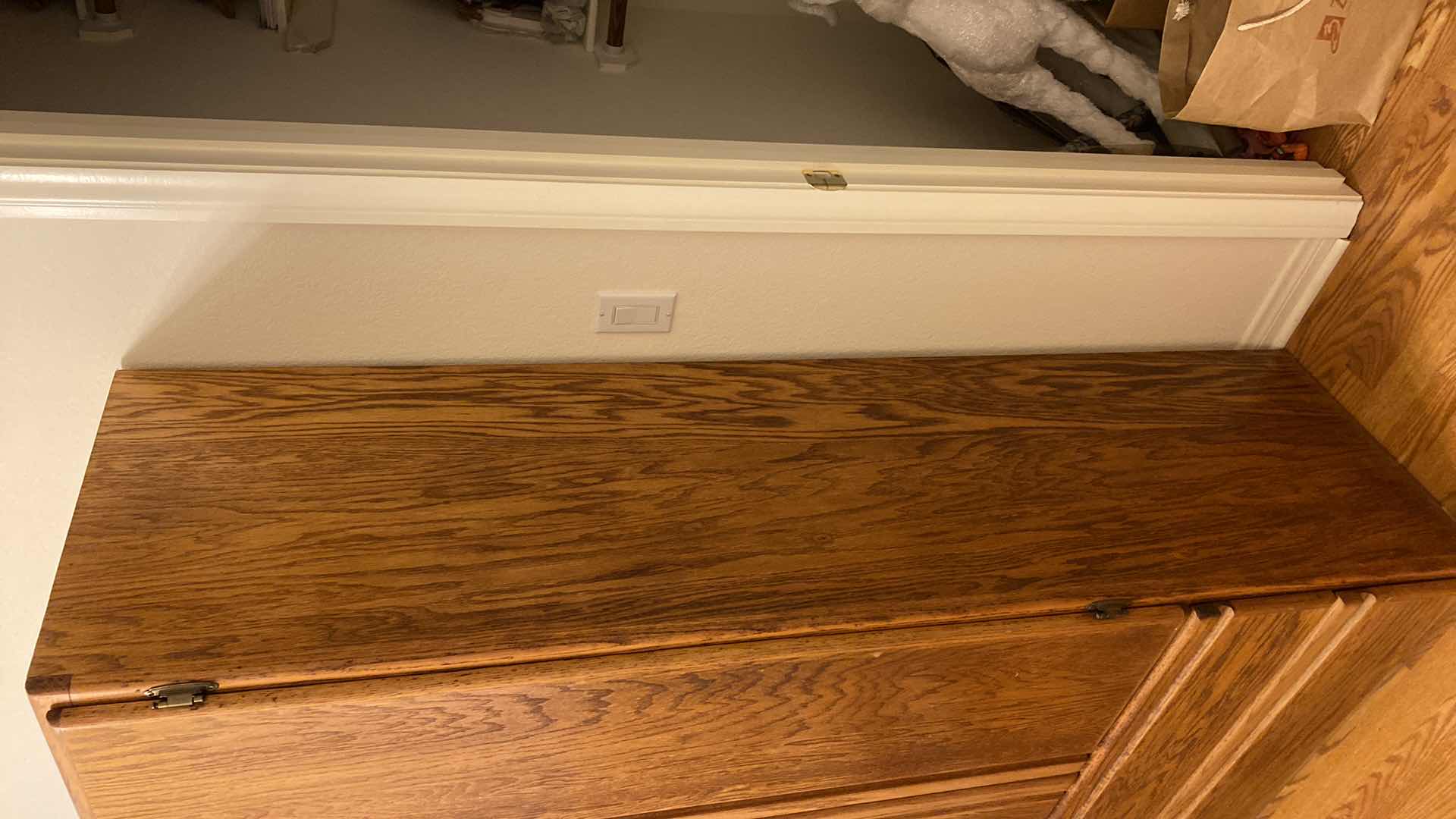 Photo 1 of 5 SHELF 2 DRAWER OAK CHEST 32” X 20” H72” INCLUDES CONTENTS
