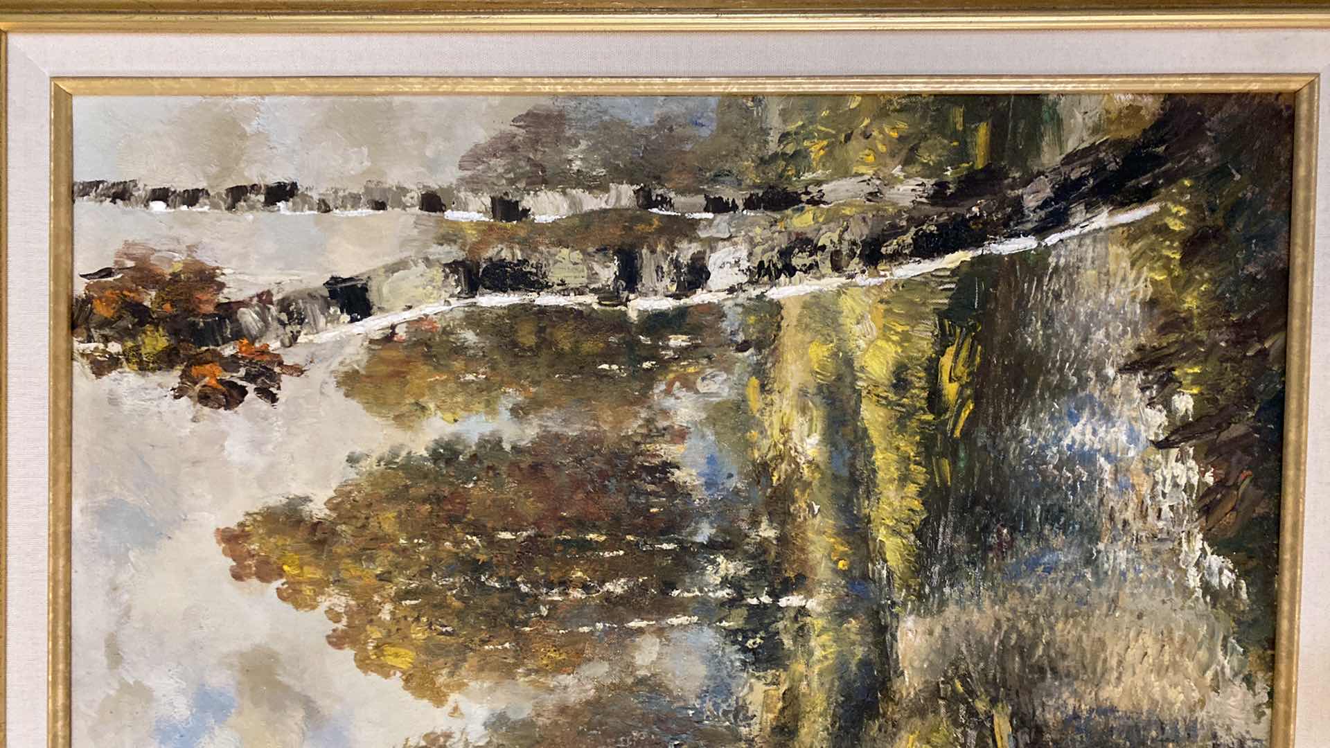 Photo 4 of GOLD FRAMED BIRCH TREES LANDSCAPE OIL PAINTING SIGNED ARTWORK 25” X 29”