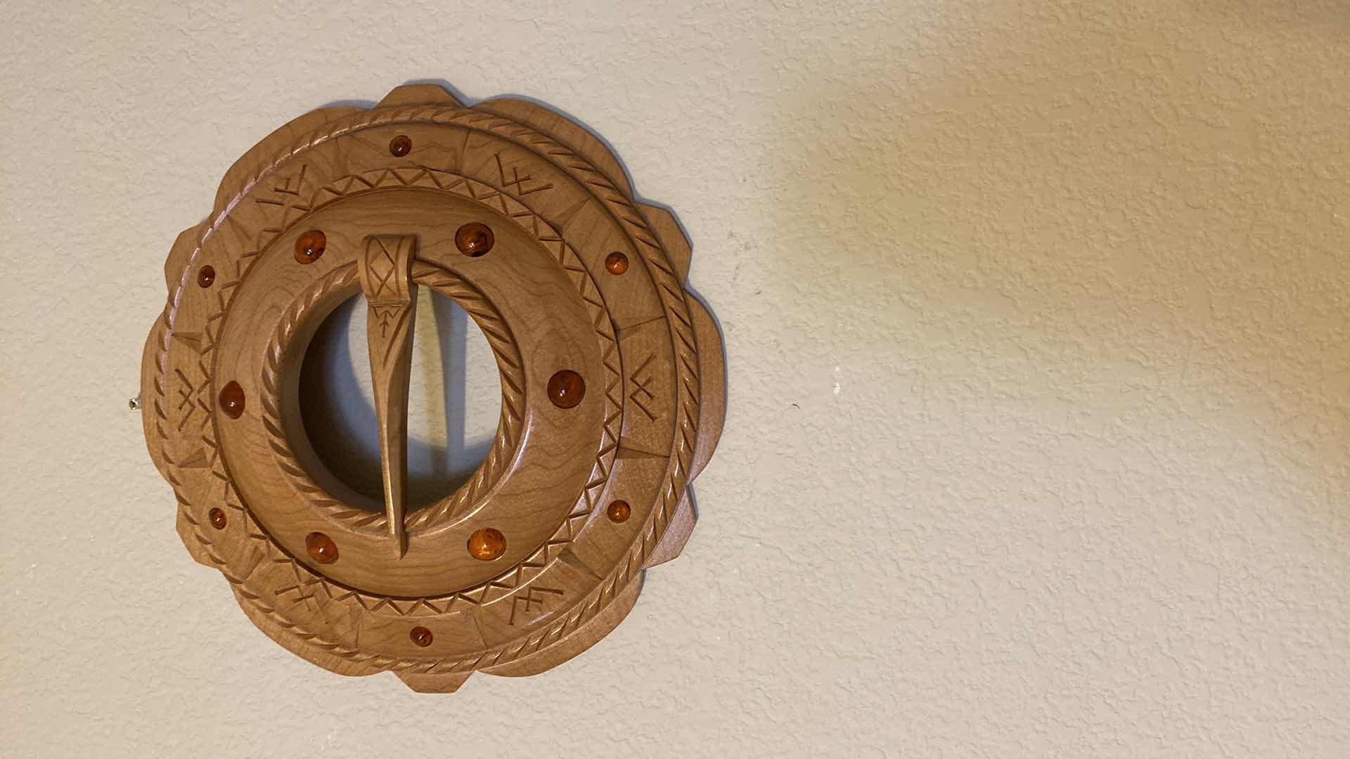 Photo 1 of 3 - WOOD AND AMBER WALL DECOR FROM LATVIJA (LARGEST 15”)